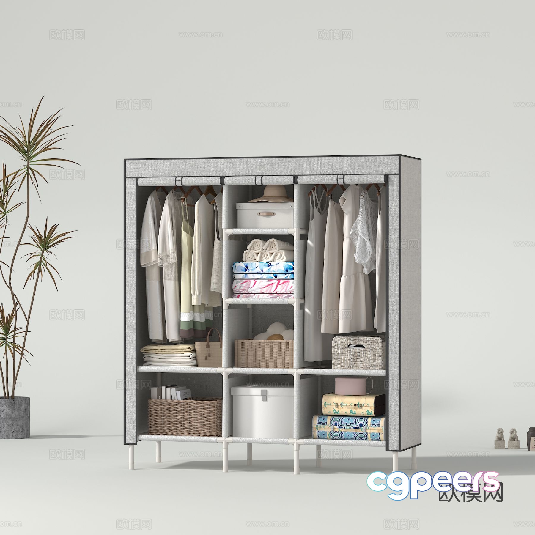 Modern cloth wardrobe hanger simple wardrobe moisture-proof wardrobe 3d model Modern cloth wardrobe hanger simple wardrobe moisture-proof wardrobe 3d model