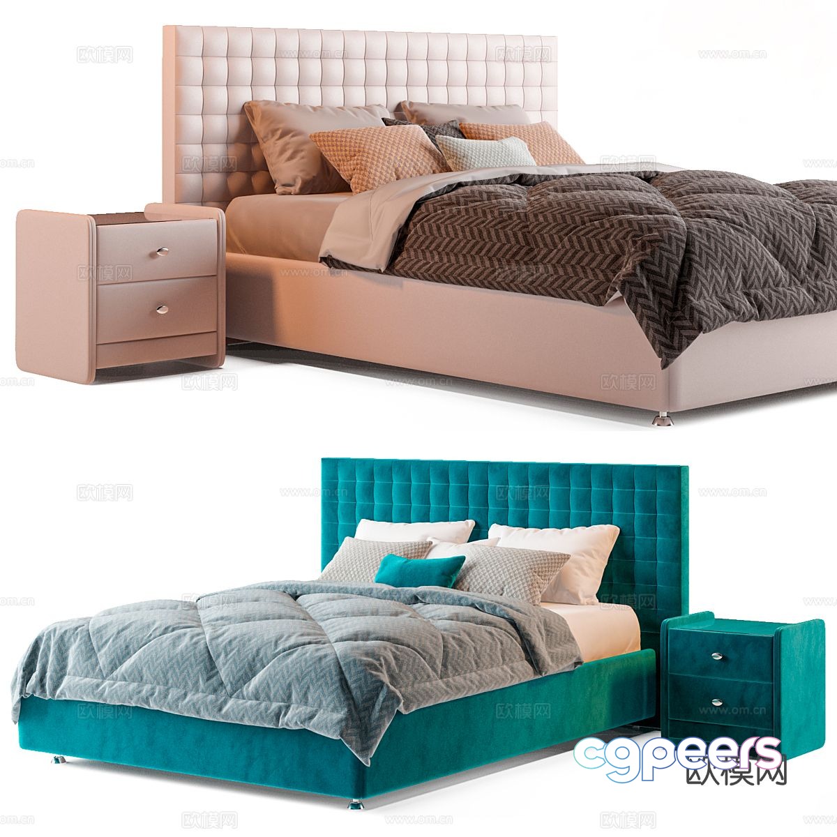 Modern double bed 3d model Modern double bed 3d model