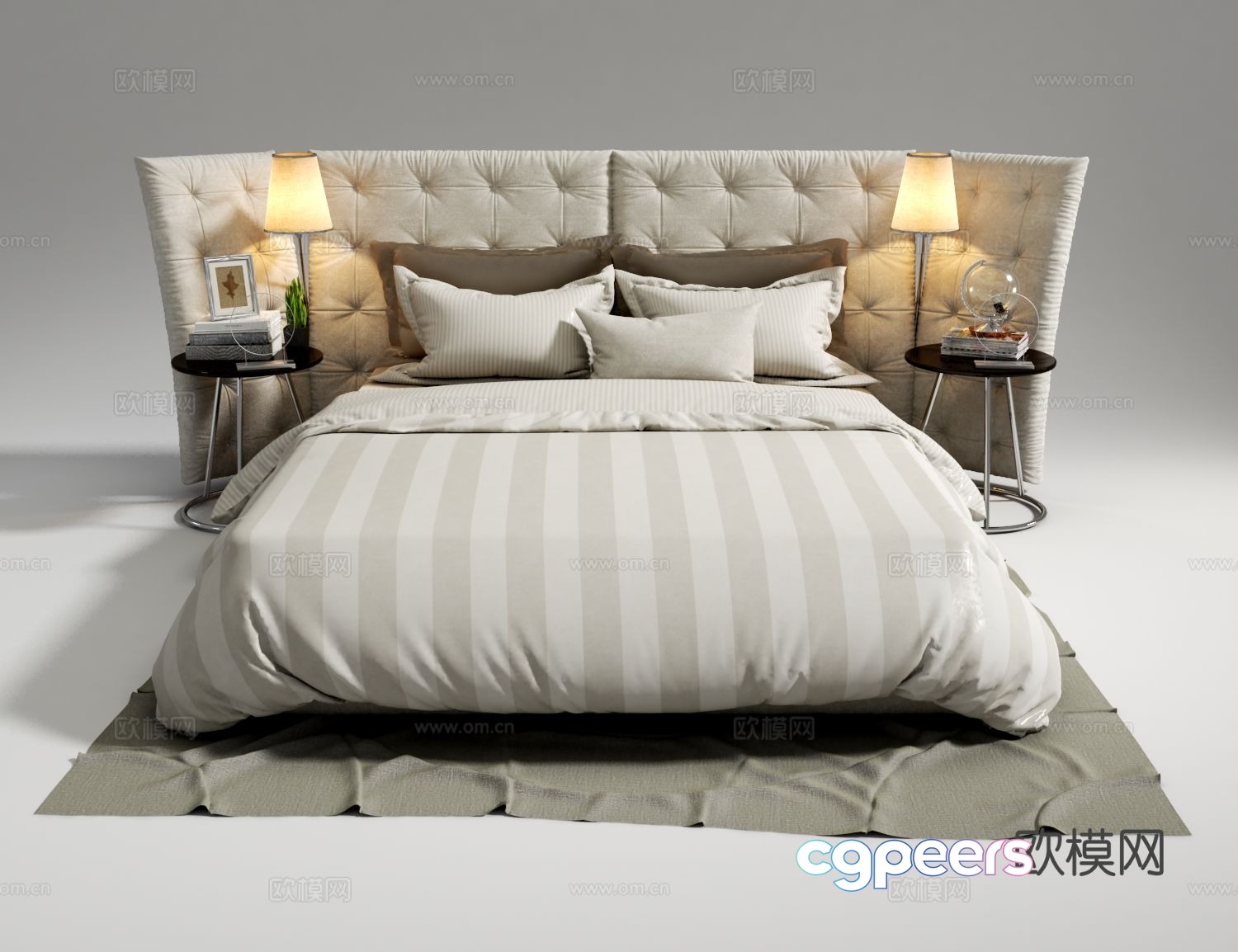 Modern double bed 3d model Modern double bed 3d model