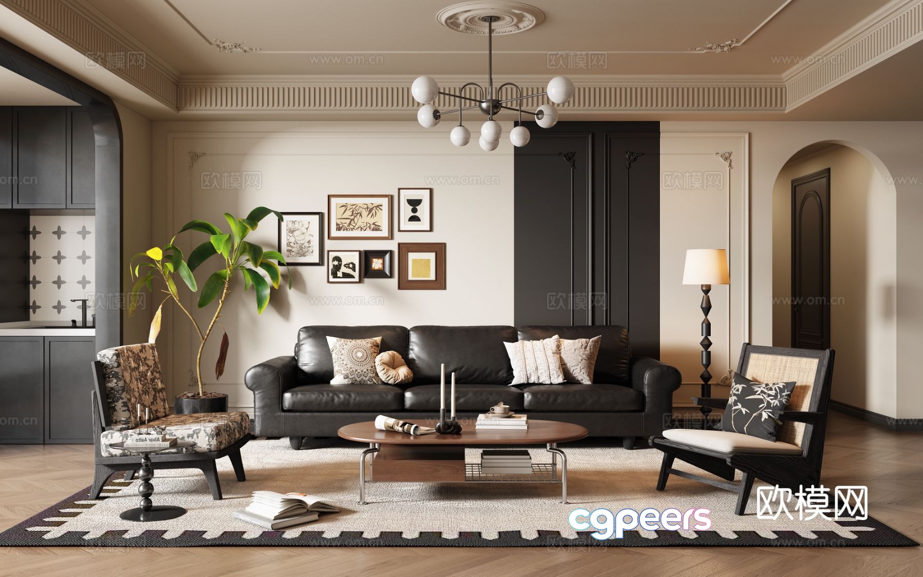 French retro living room 3d model French retro living room 3d model