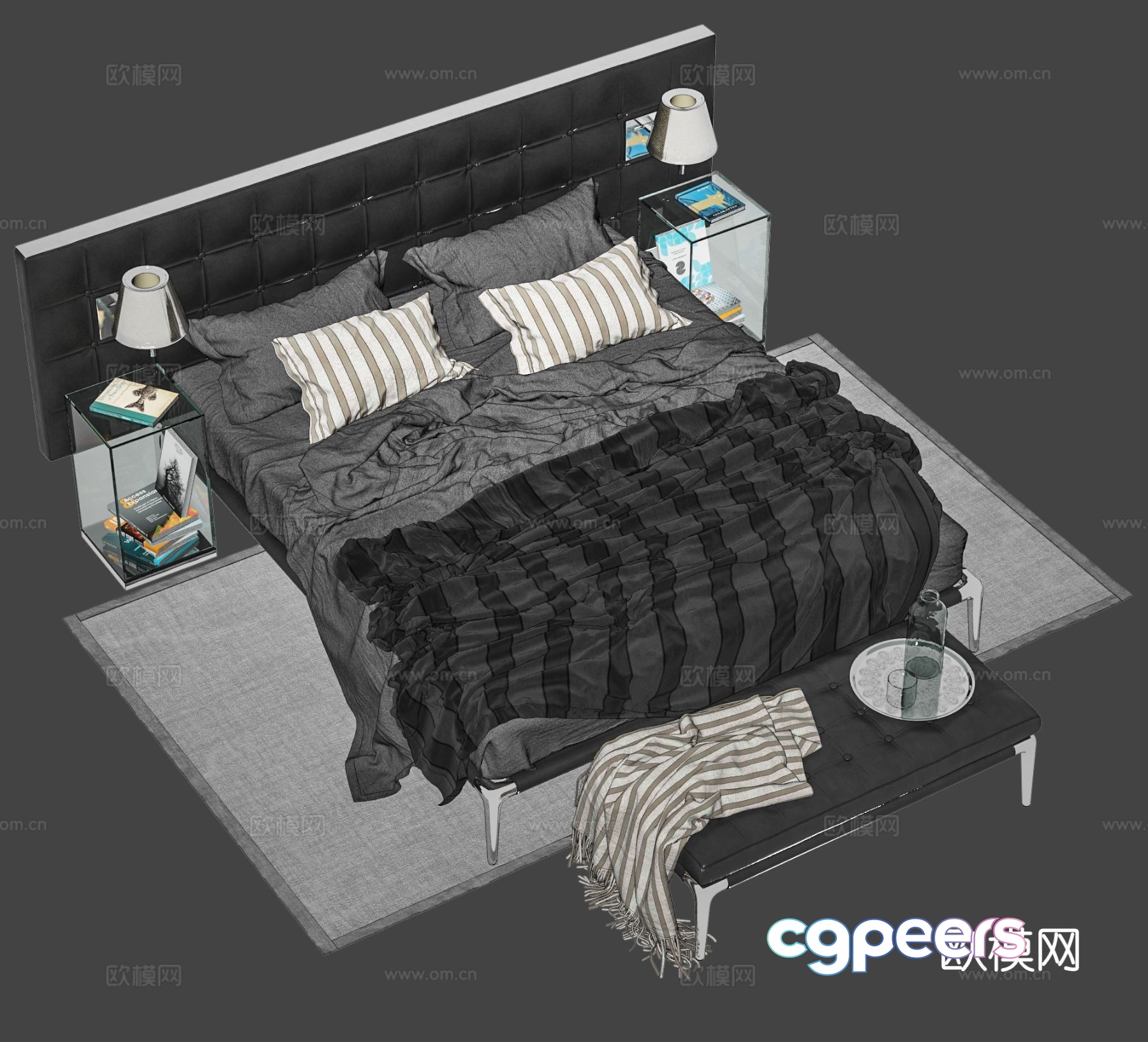 Modern double bed 3d model Modern double bed 3d model