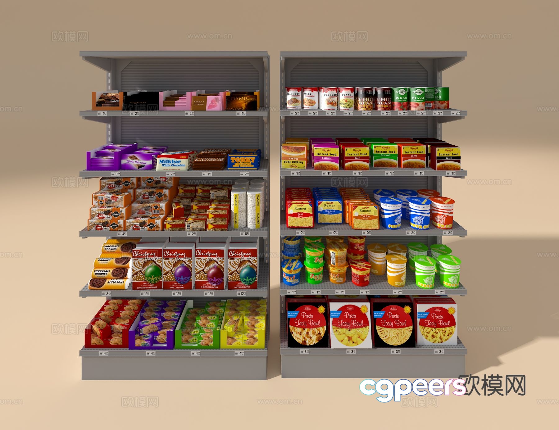 Supermarket shelves snack shelves 3d model Supermarket shelves snack shelves 3d model