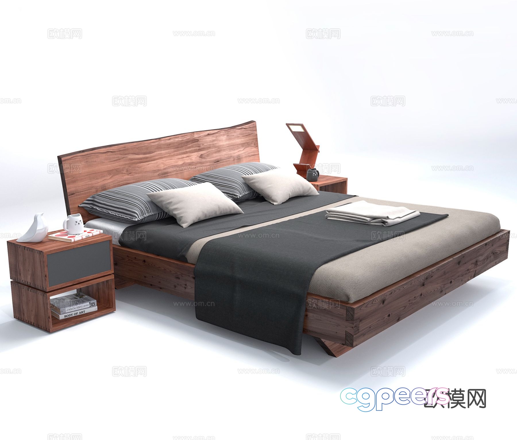 Modern double bed 3d model Modern double bed 3d model