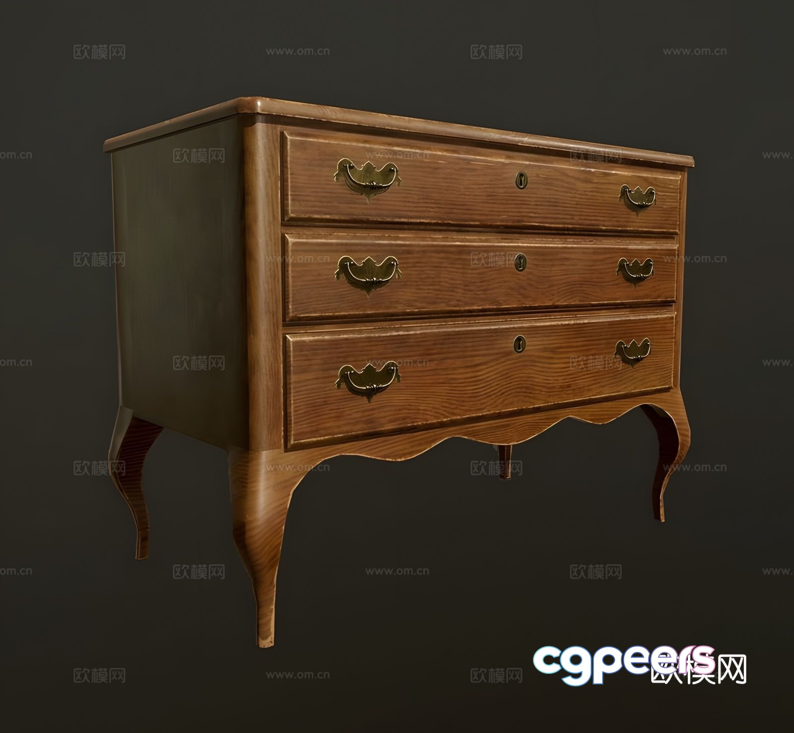 American chest of drawers 3d model American chest of drawers 3d model