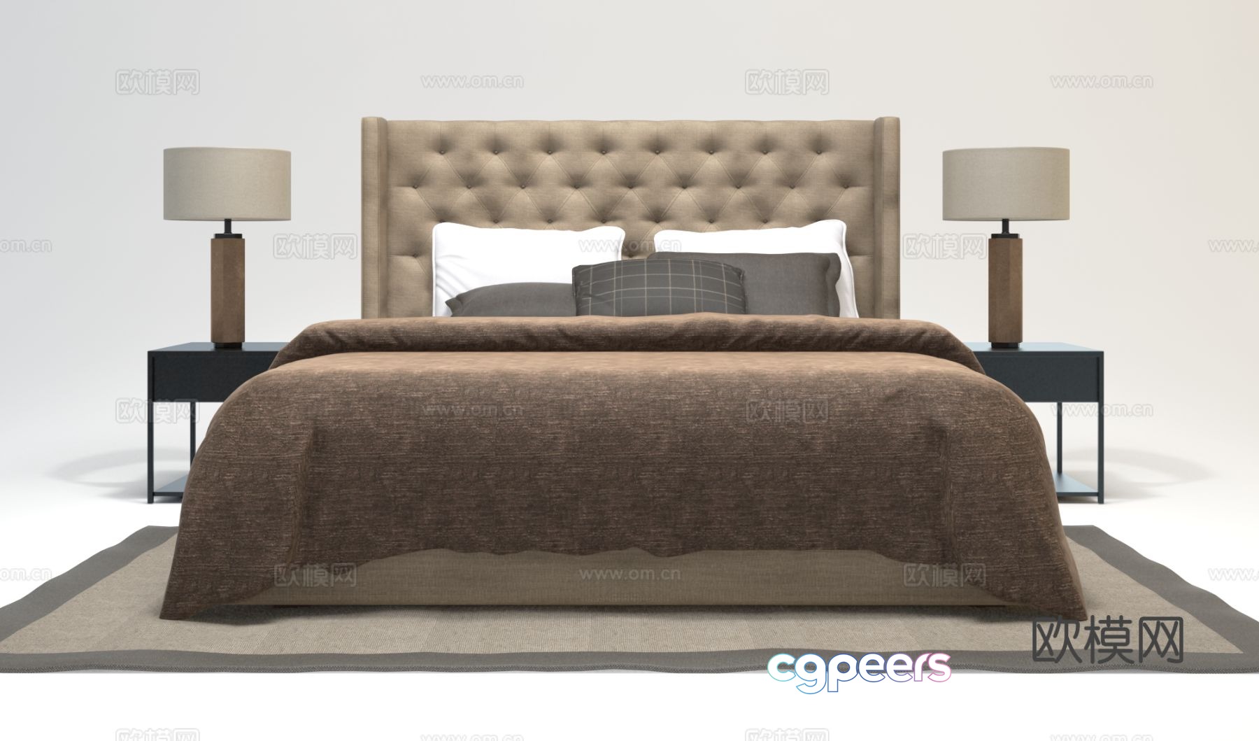 Modern double bed 3d model Modern double bed 3d model