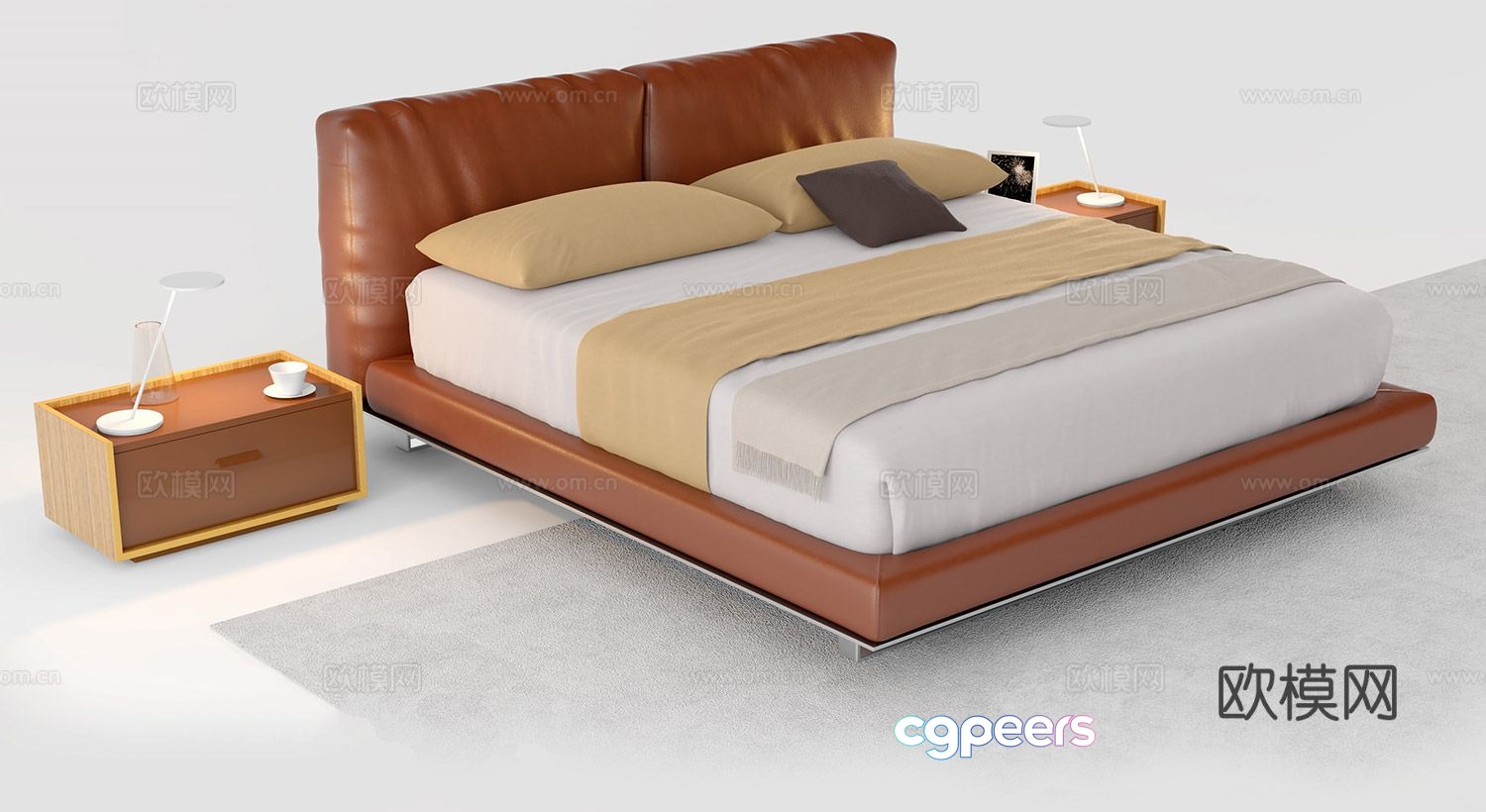 Modern double bed 3d model Modern double bed 3d model