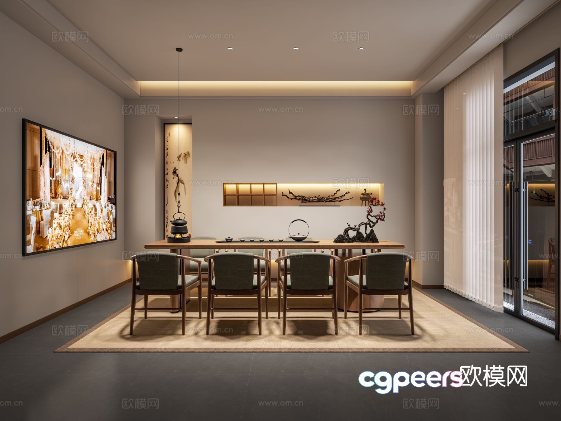 New Chinese tea room 3d model New Chinese tea room 3d model