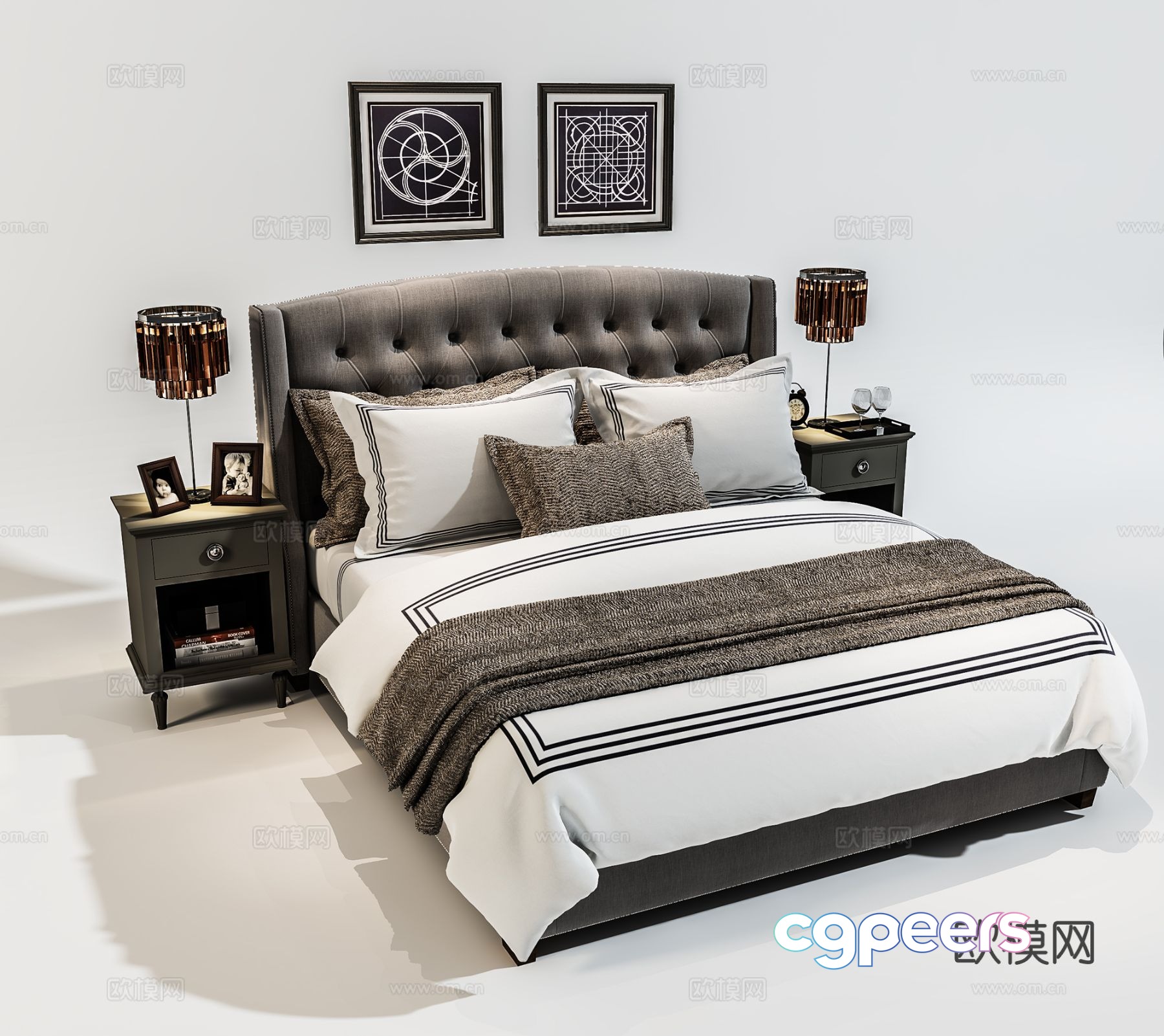 Modern double bed 3d model Modern double bed 3d model