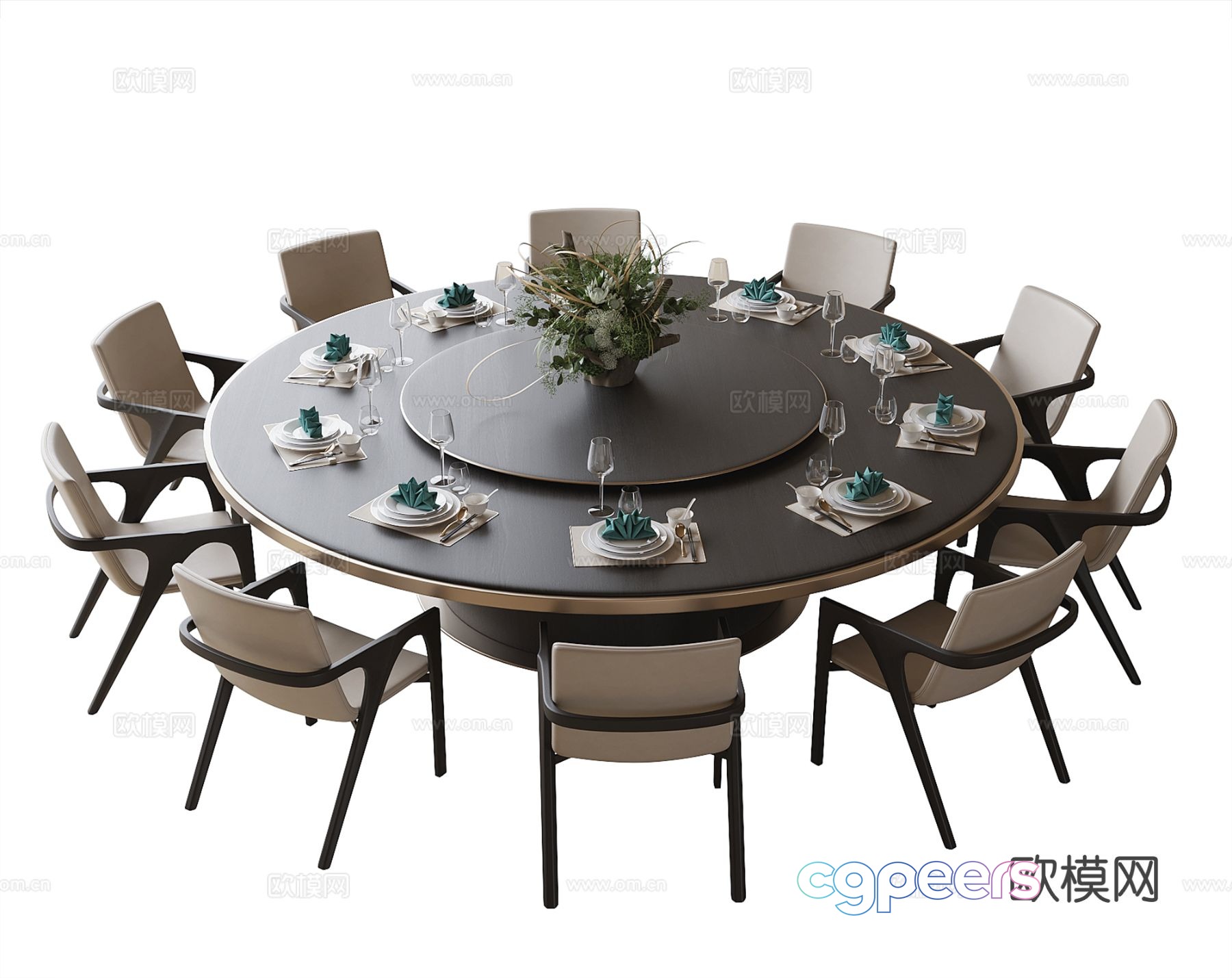 Modern box dining table and chairs large dining table and chairs 3d model Modern box dining table and chairs large dining table and chairs 3d model