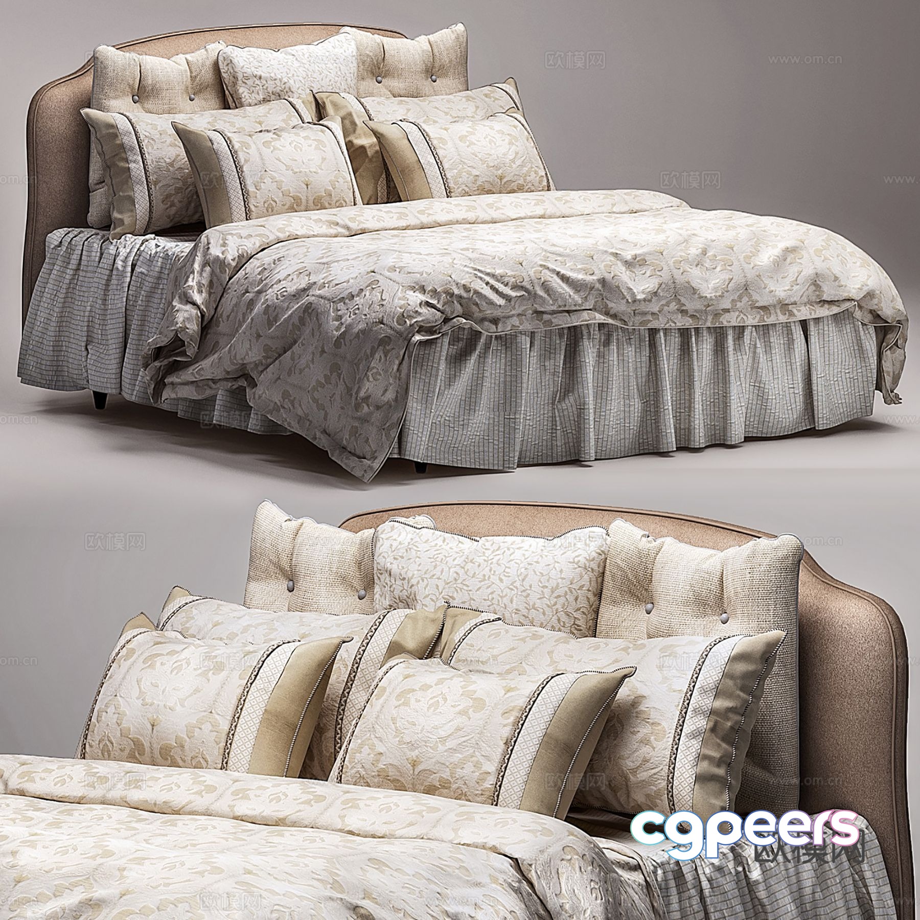 Modern double bed 3d model Modern double bed 3d model