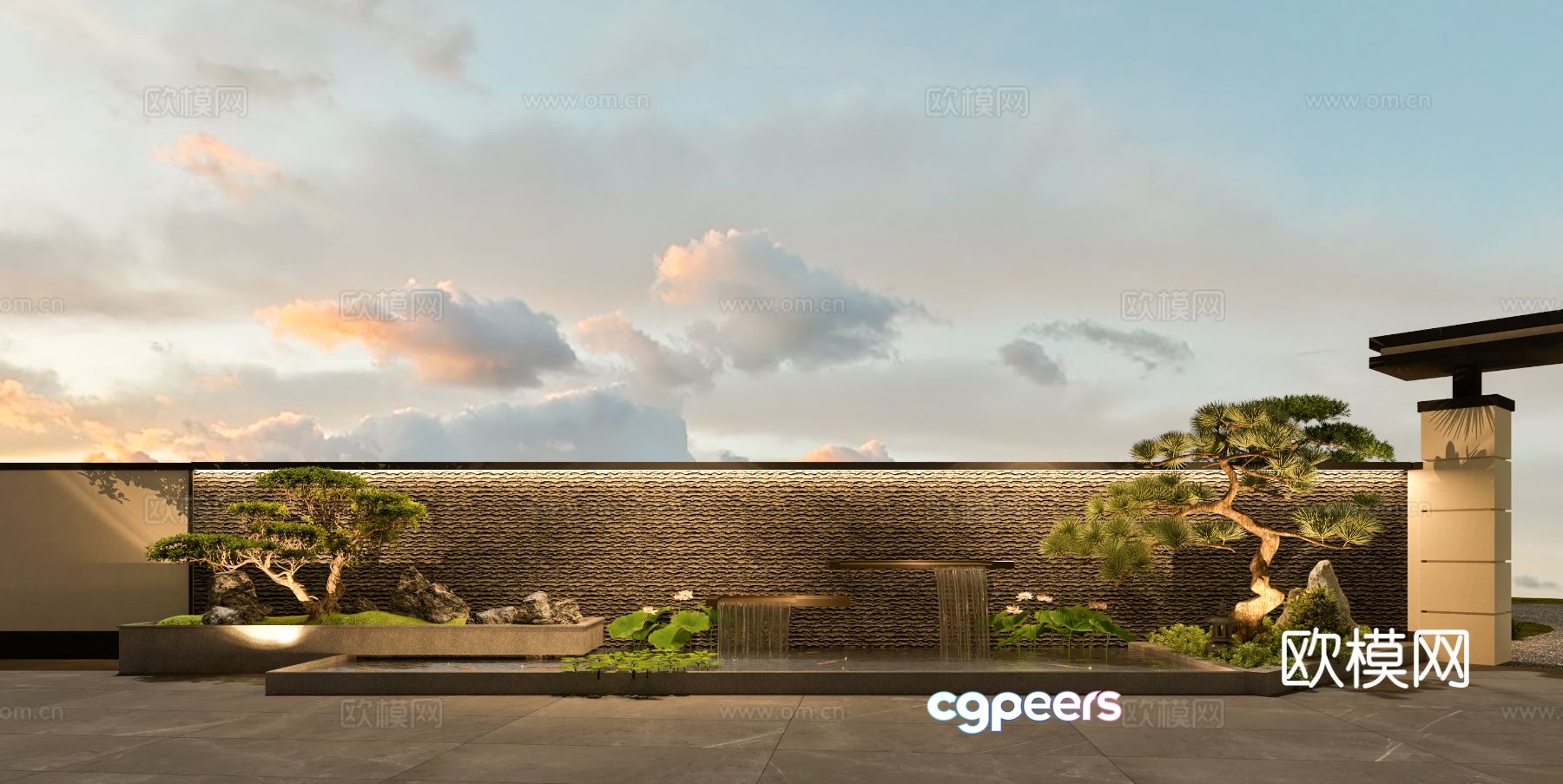 New Chinese style water feature wall rockery water feature 3D model New Chinese style water feature wall rockery water feature 3D model