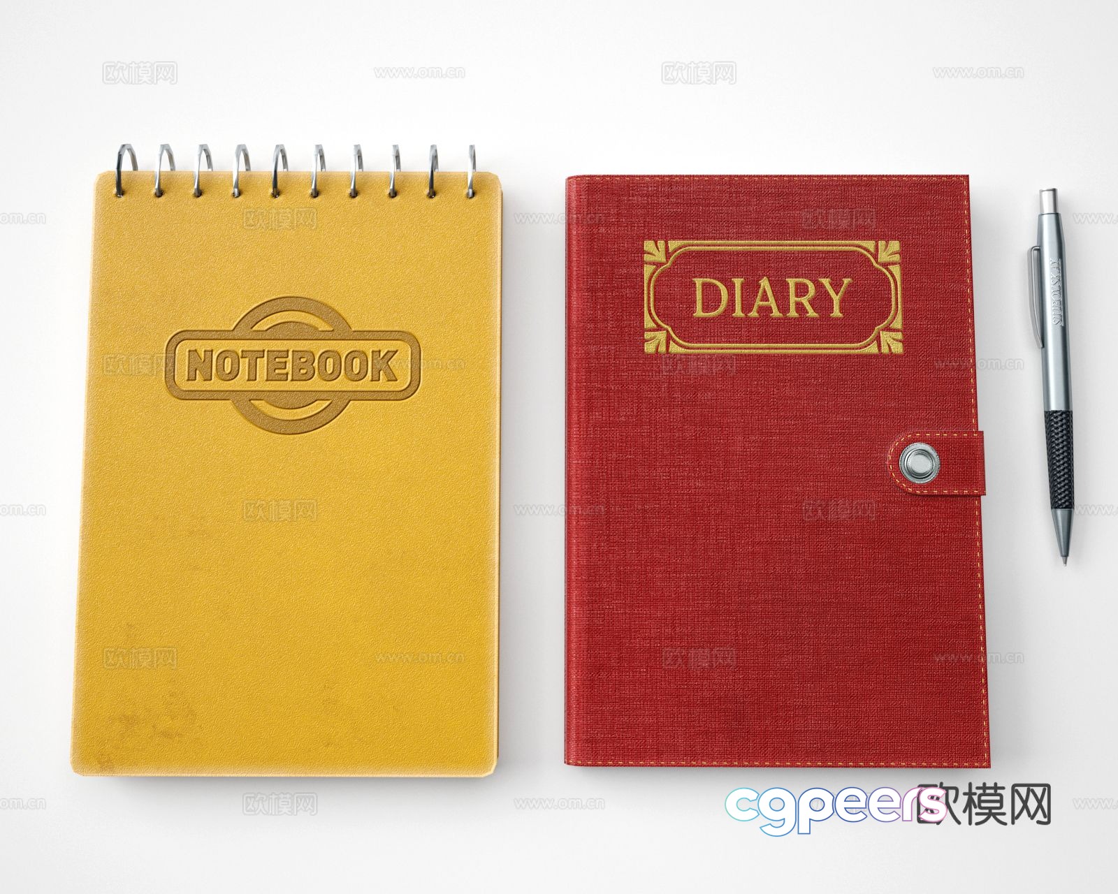 notebook diary notebook ballpoint pen 3d model notebook diary notebook ballpoint pen 3d model