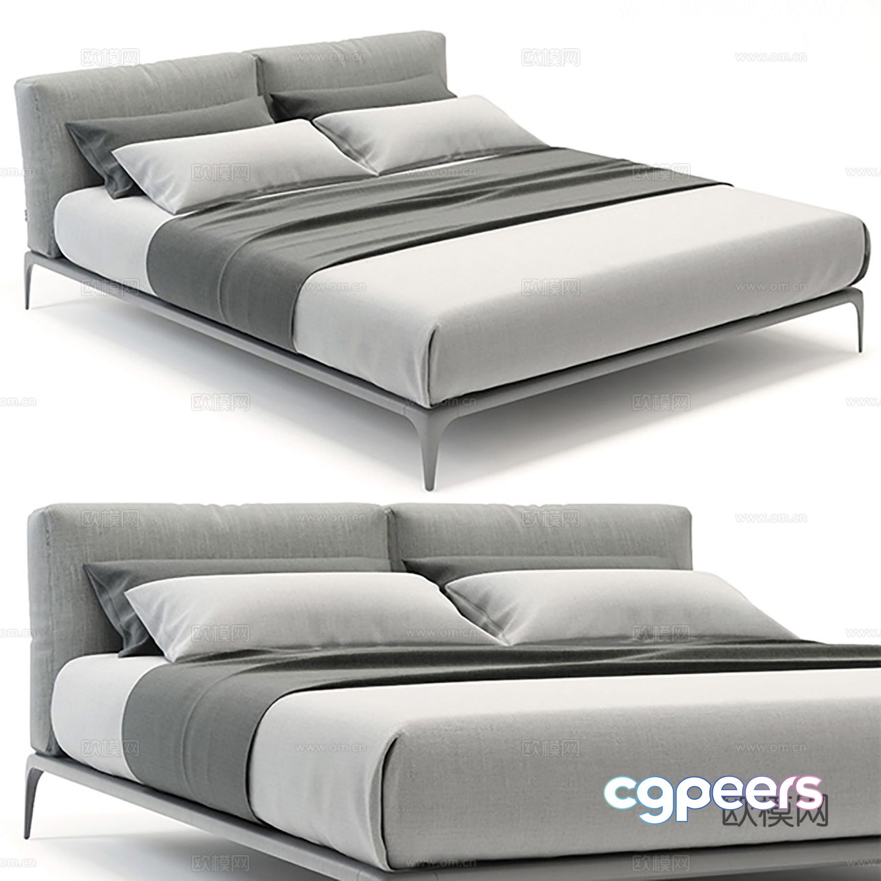 Modern double bed 3d model Modern double bed 3d model