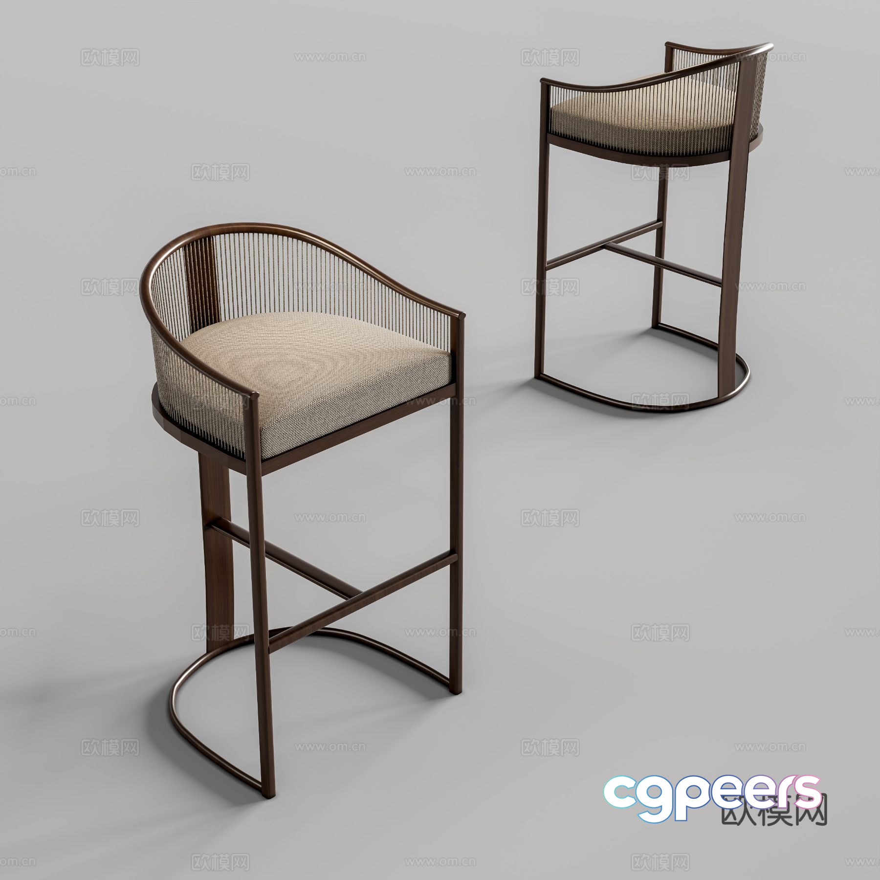 New Chinese Bar Stool Bar Stool High Stool 3D Model New Chinese Bar Stool Bar Stool High Stool 3D Model