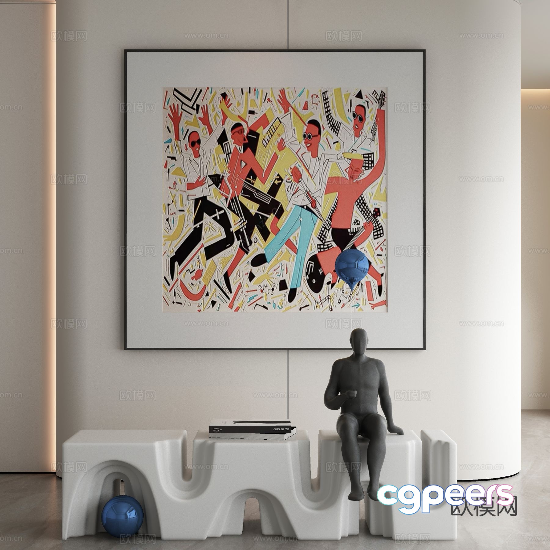 Modern abstract painting decorative painting 3d model Modern abstract painting decorative painting 3d model