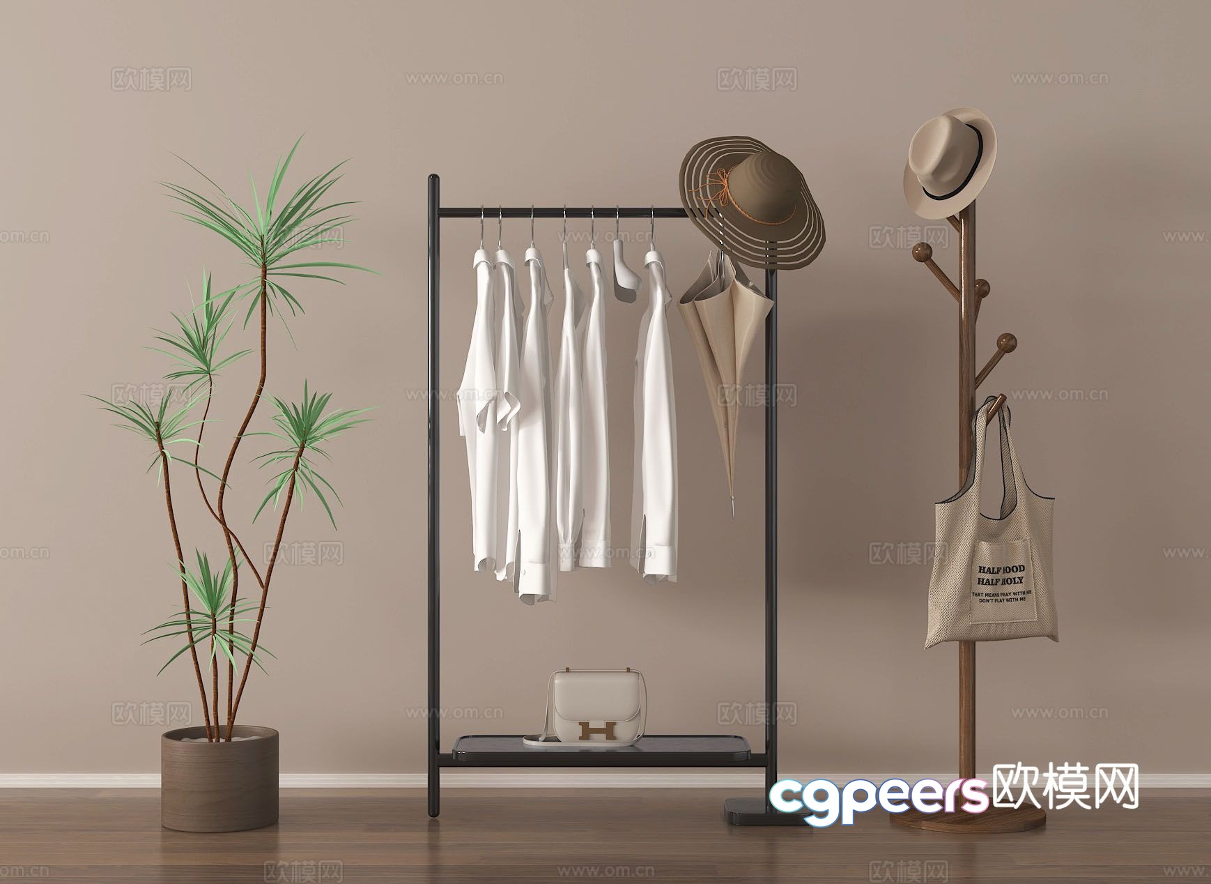 Coat rack clothes drying rack hook rack 3d model Coat rack clothes drying rack hook rack 3d model