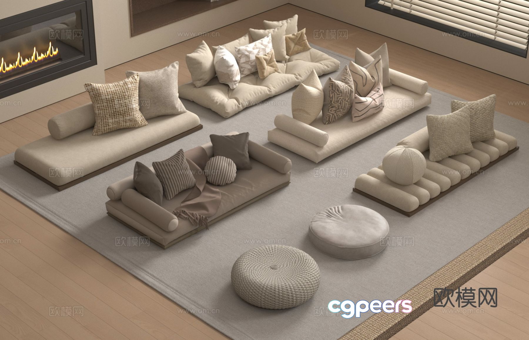 Cushion cushion sofa cushion futon bay window cushion 3d model Cushion cushion sofa cushion futon bay window cushion 3d model