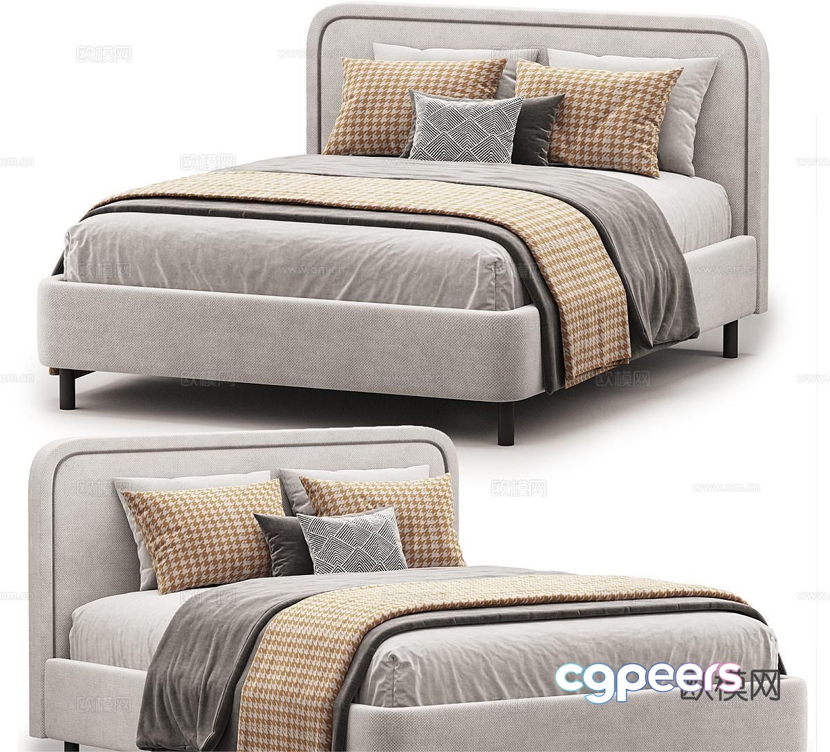 Lukas modern double bed 3d model Lukas modern double bed 3d model