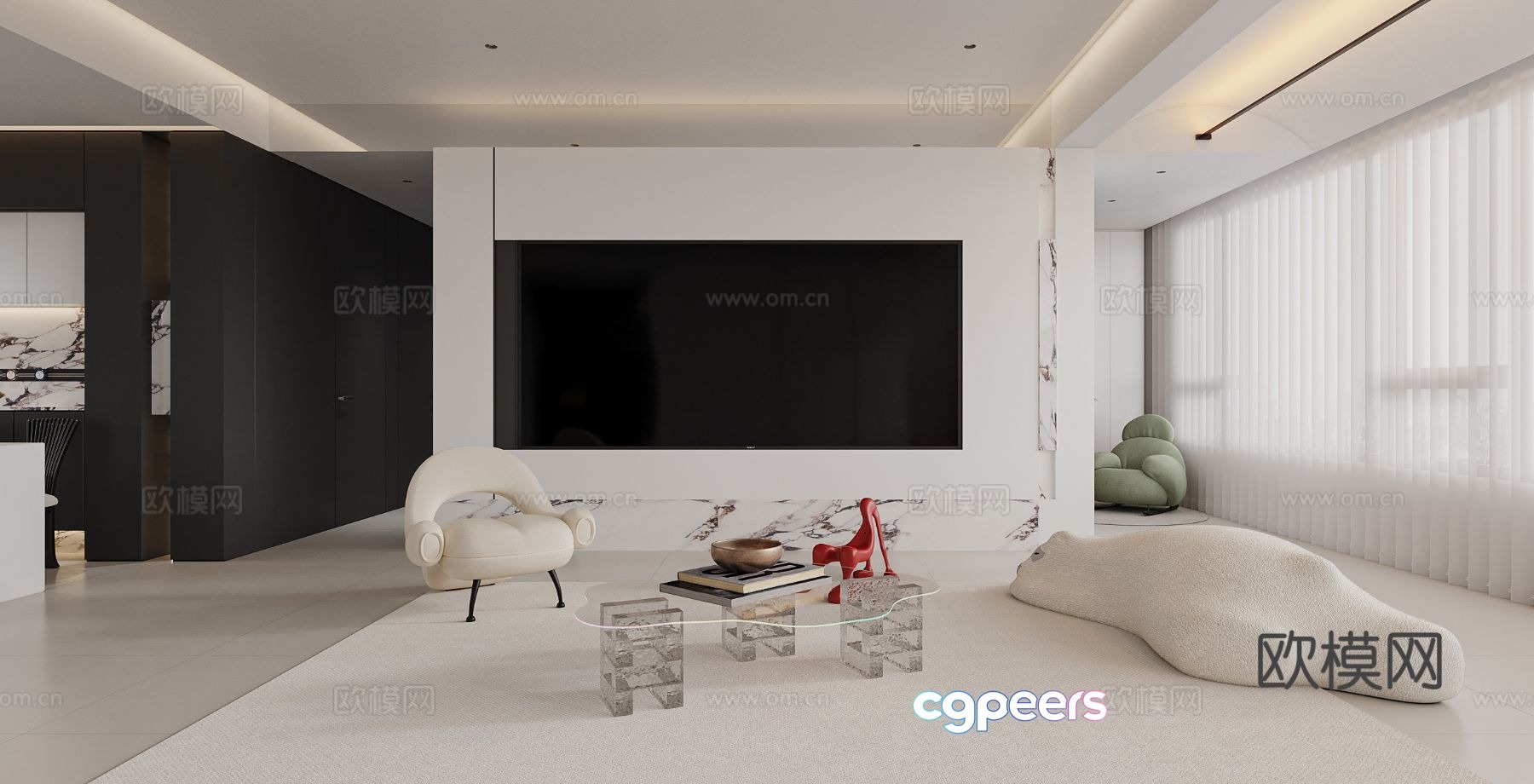 Modern minimalist living room 3d model Modern minimalist living room 3d model