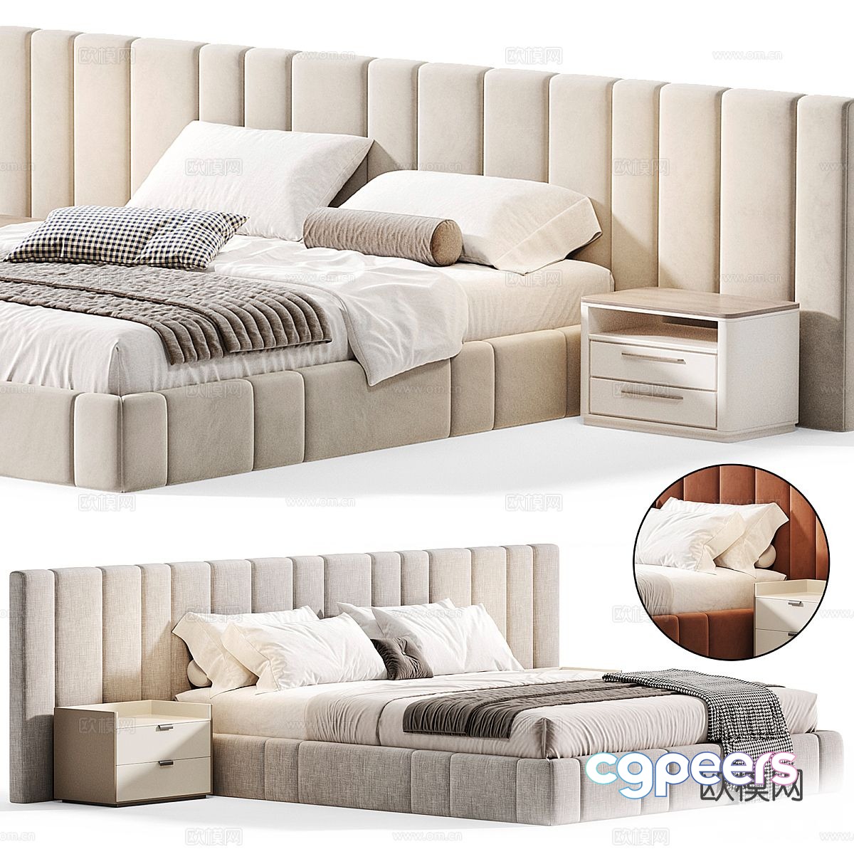 Modern double bed 3d model Modern double bed 3d model