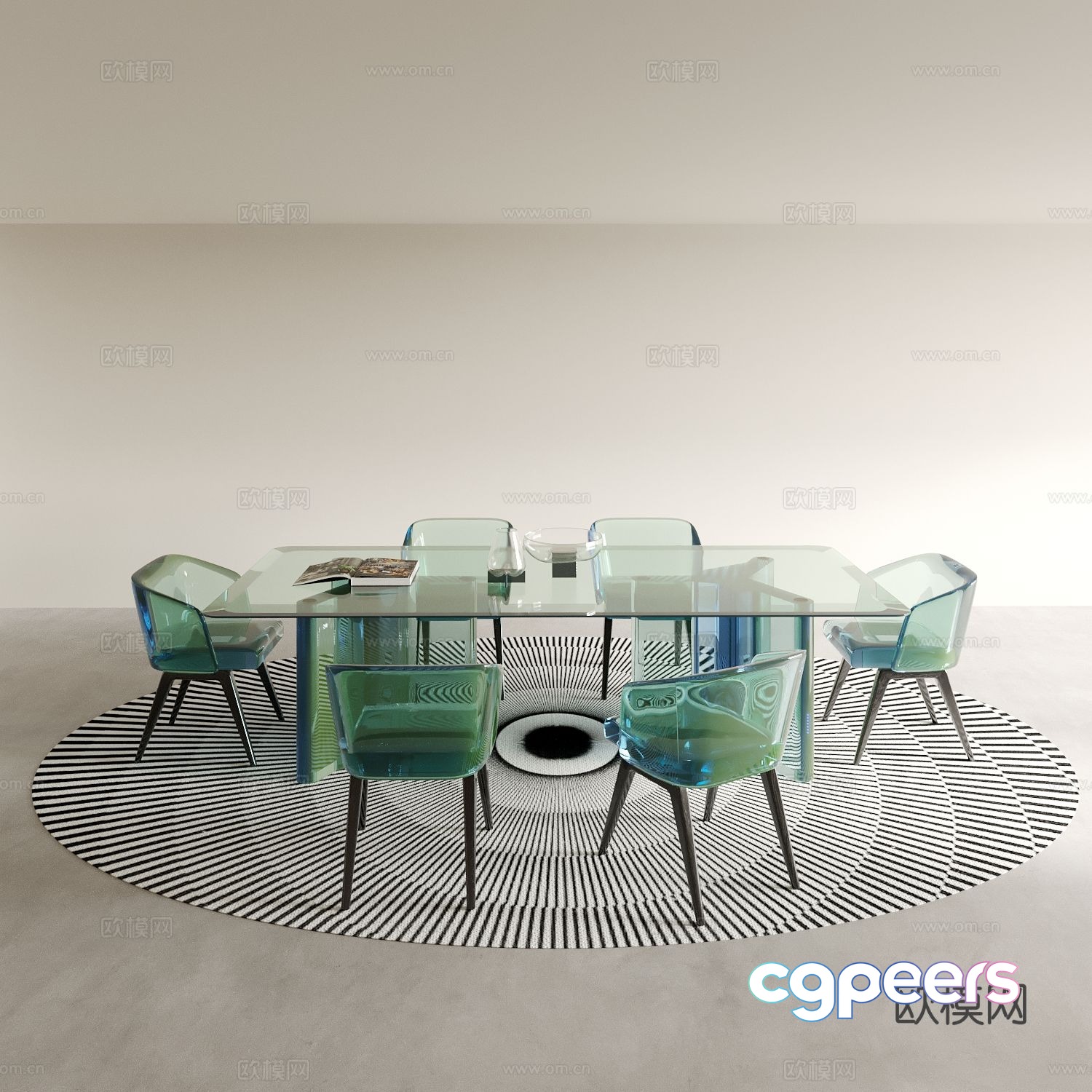 Acrylic dining table and chairs 3d model Acrylic dining table and chairs 3d model