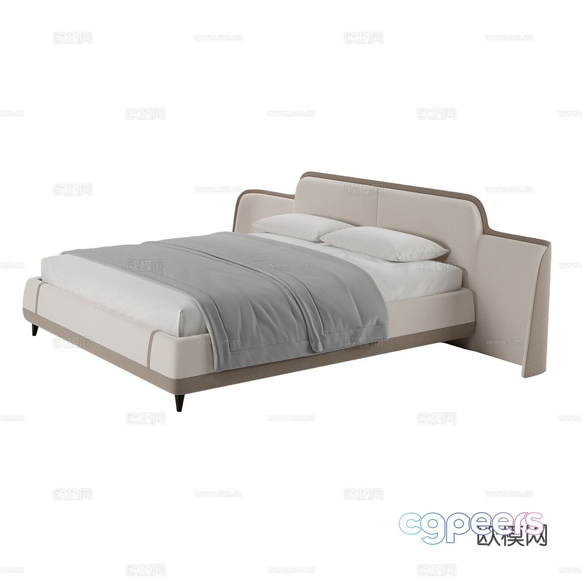 Modern double bed 3d model Modern double bed 3d model
