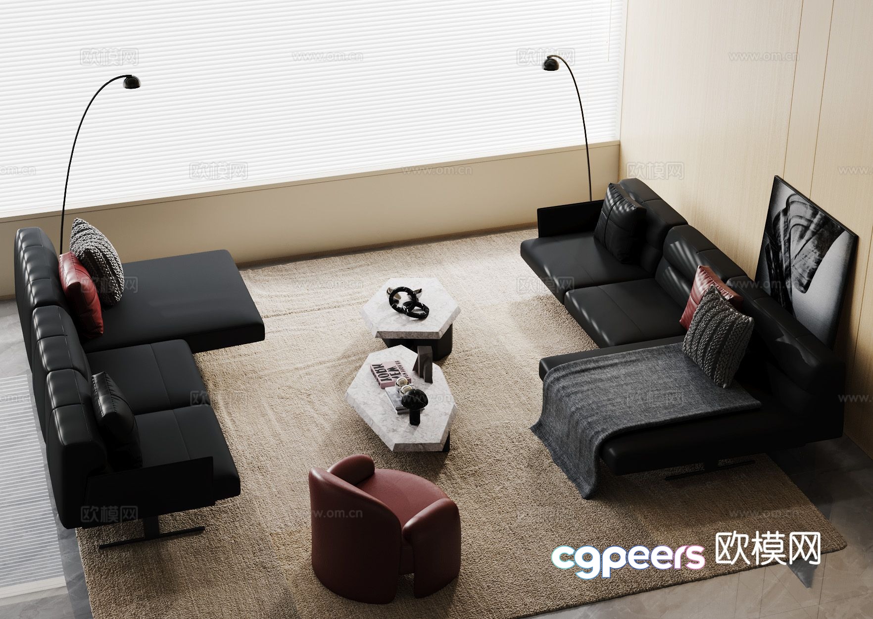 Modern sectional sofa 3d model Modern sectional sofa 3d model