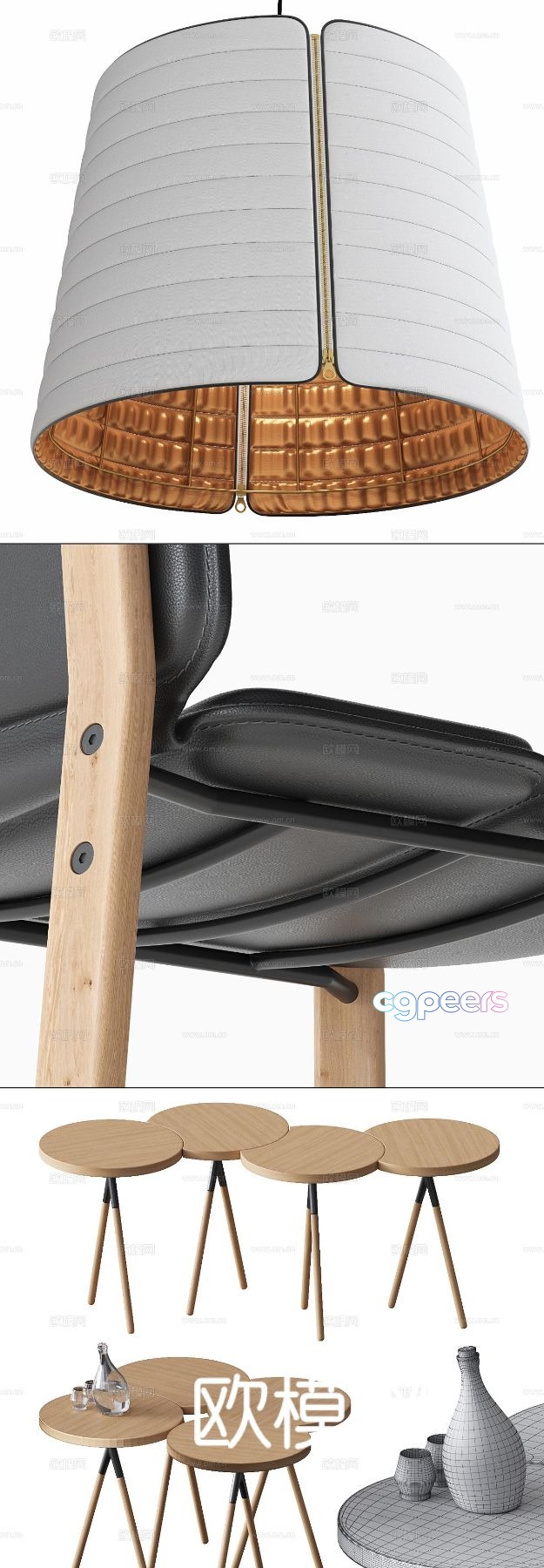 Ligne Roset Nordic dining table and chairs round dining table 3d model Ligne Roset Nordic dining table and chairs round dining table 3d model