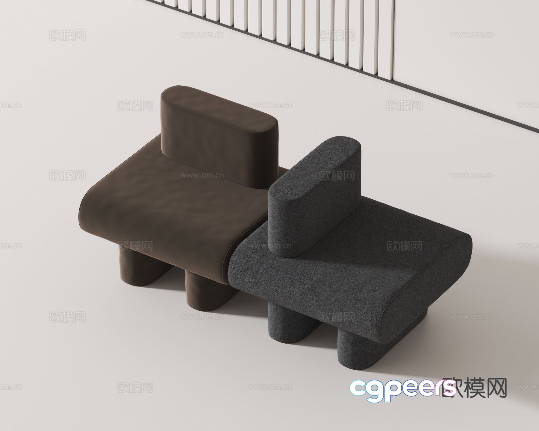 Modern double sofa module sofa 3d model Modern double sofa module sofa 3d model