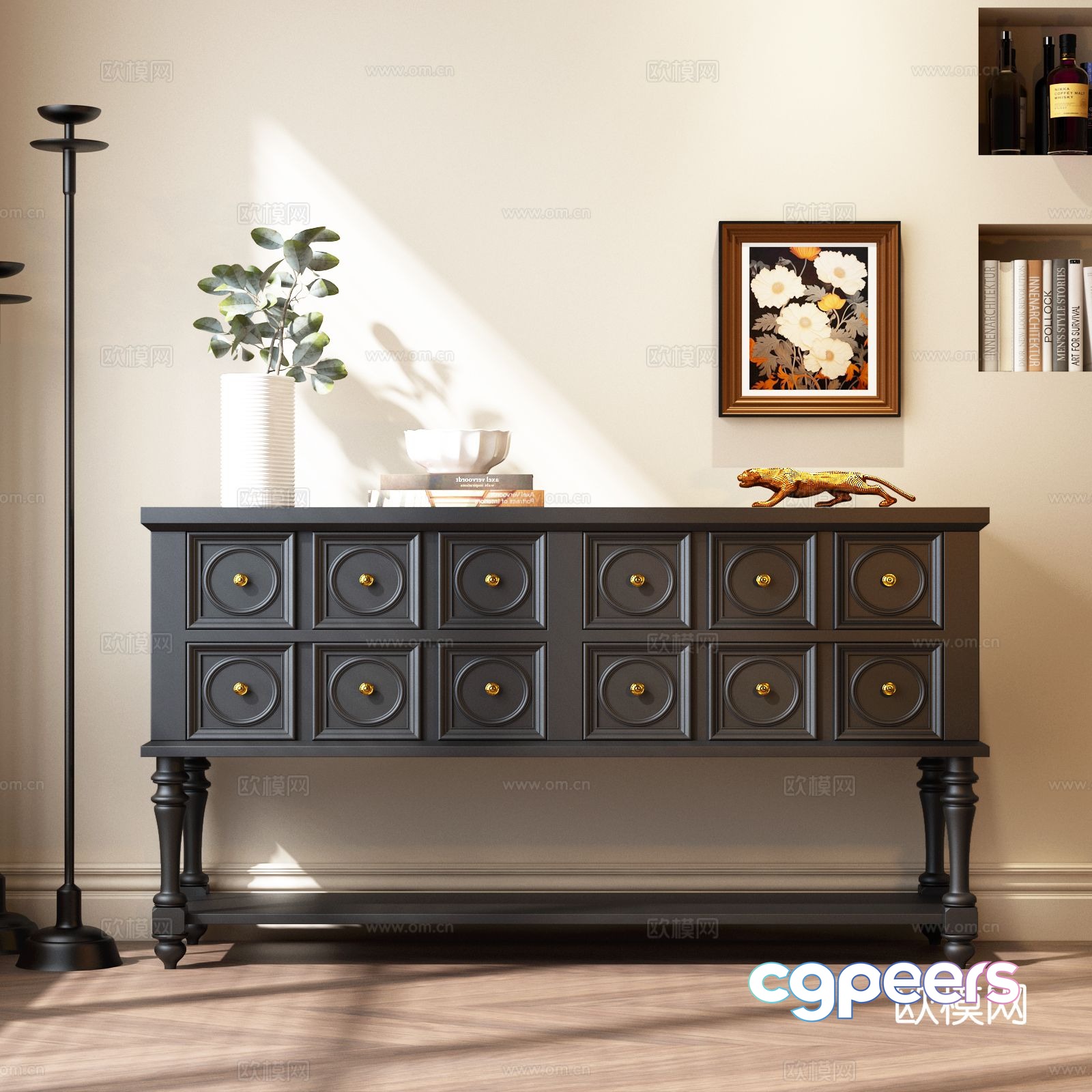 American style end view table 3D model American style end view table 3D model