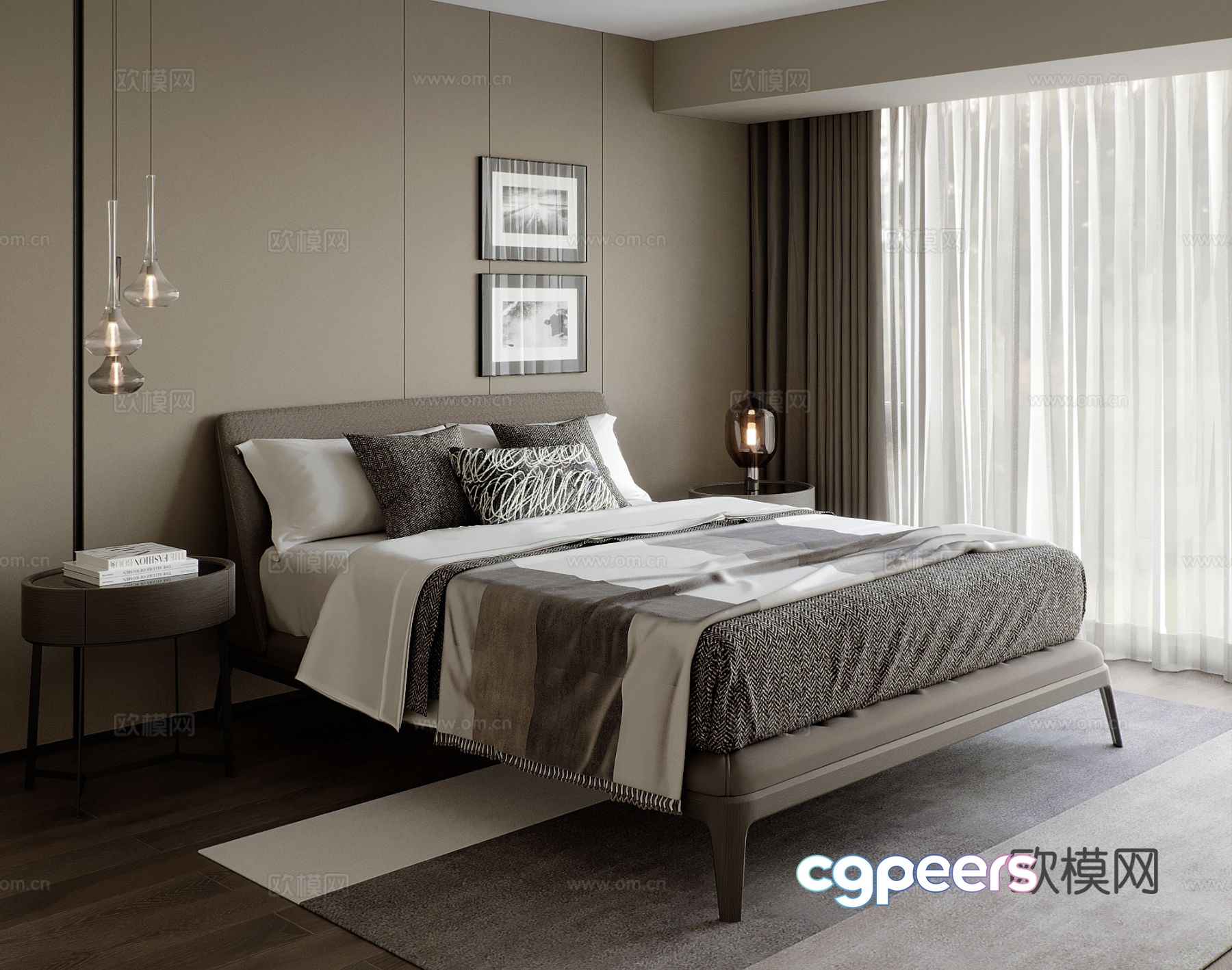 Modern double bed 3d model Modern double bed 3d model