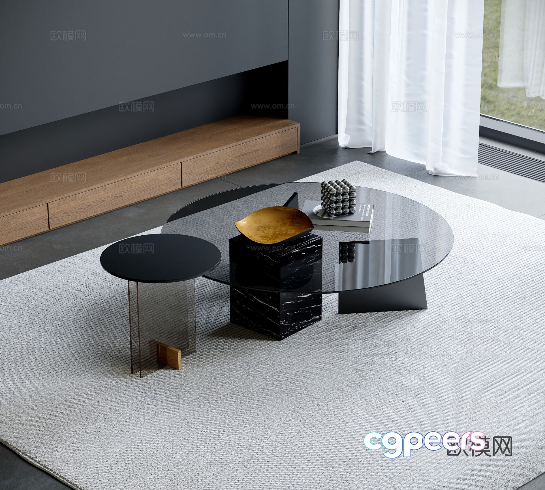 Modern double coffee table 3d model Modern double coffee table 3d model