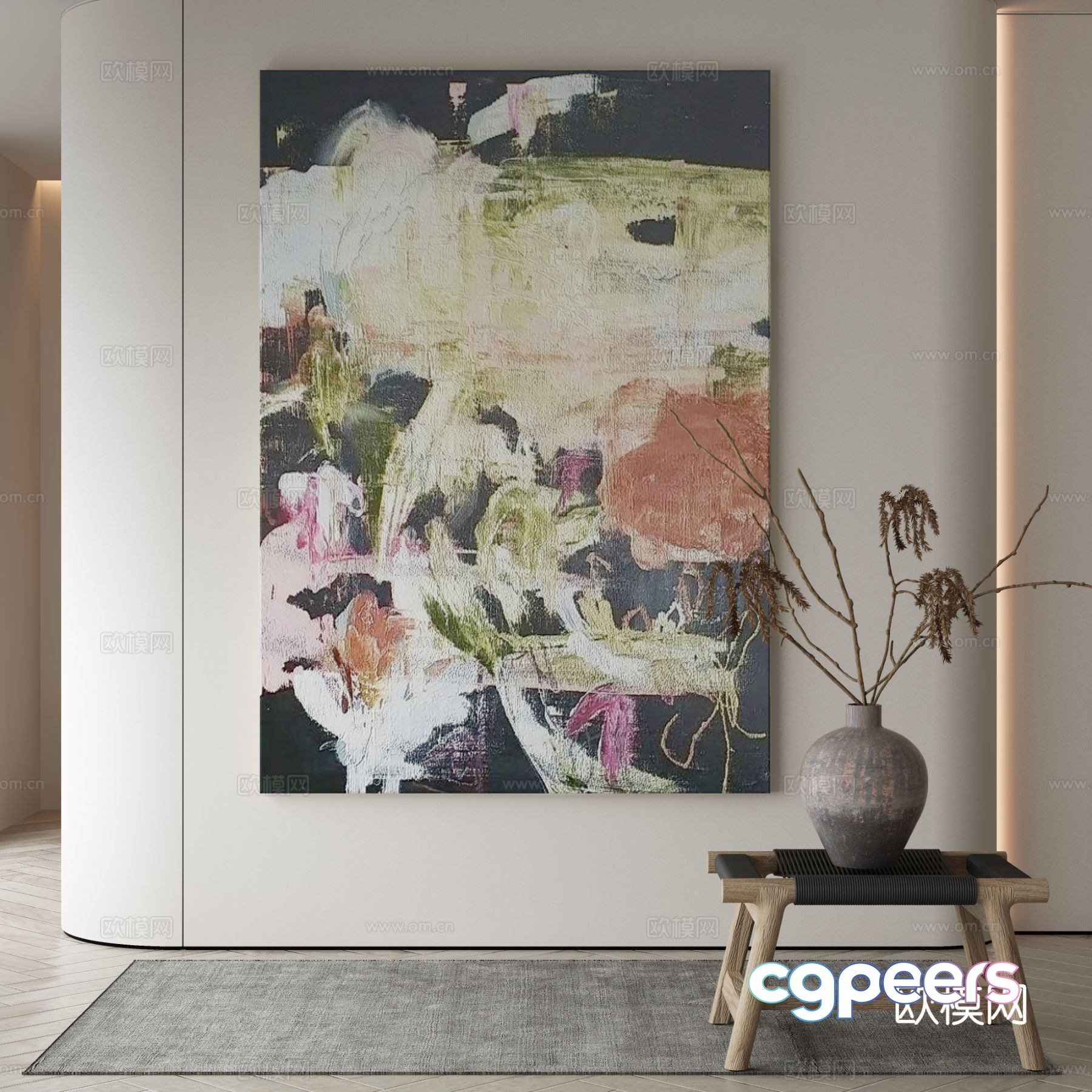 Modern texture painting decorative painting 3d model Modern texture painting decorative painting 3d model