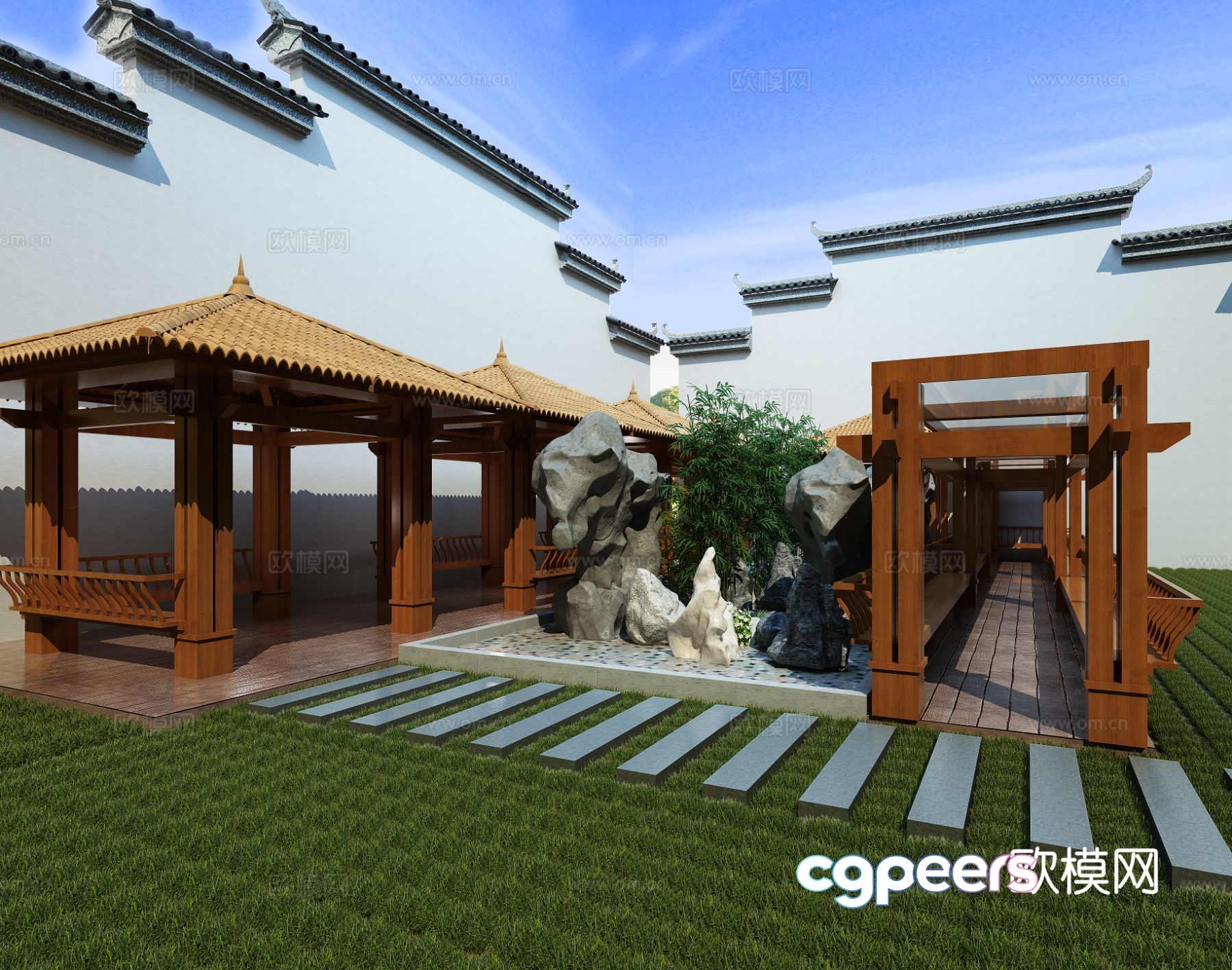 Chinese style pavilion corridor corridor 3d model Chinese style pavilion corridor corridor 3d model