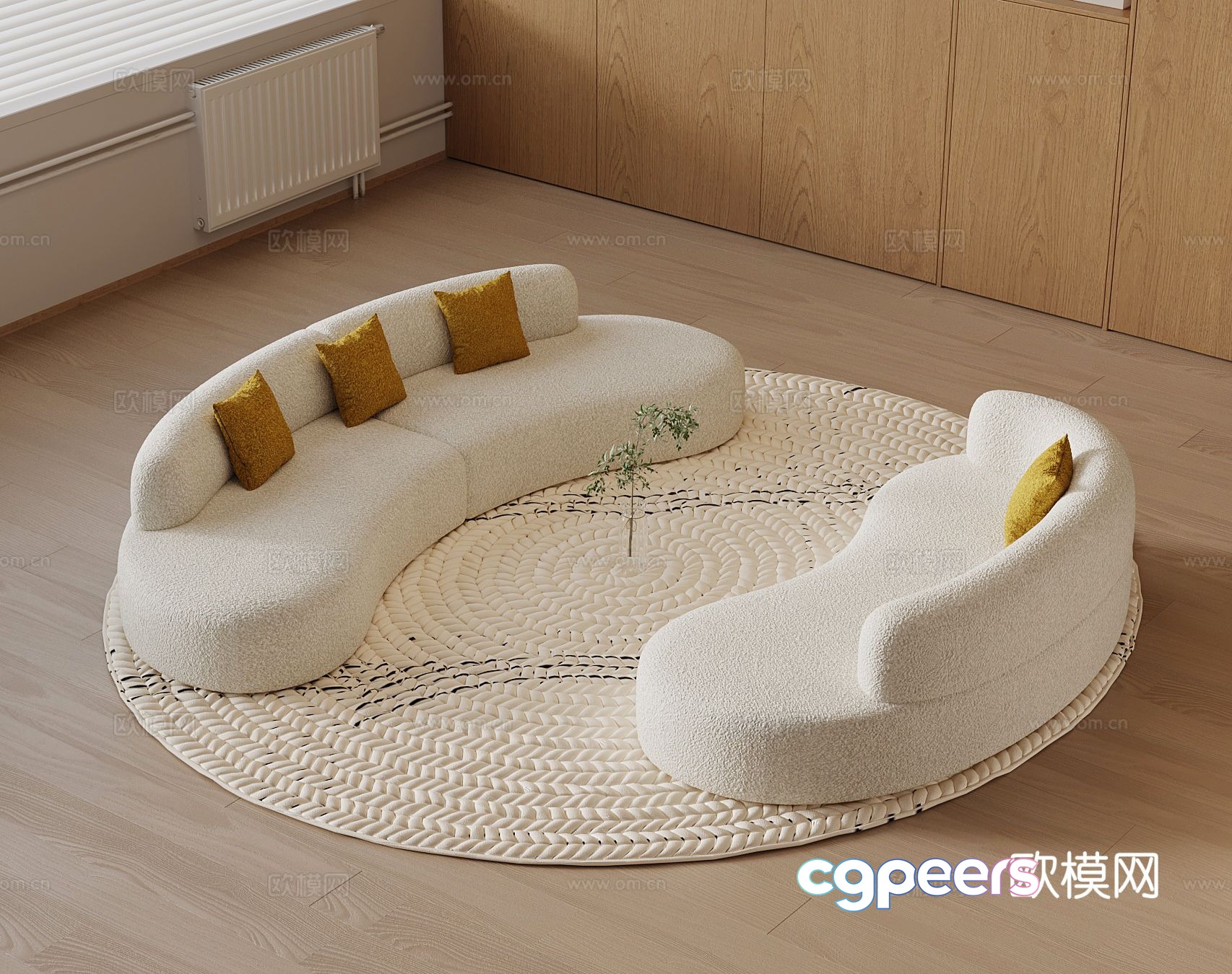 Cream style sofa curved sofa 3d model Cream style sofa curved sofa 3d model