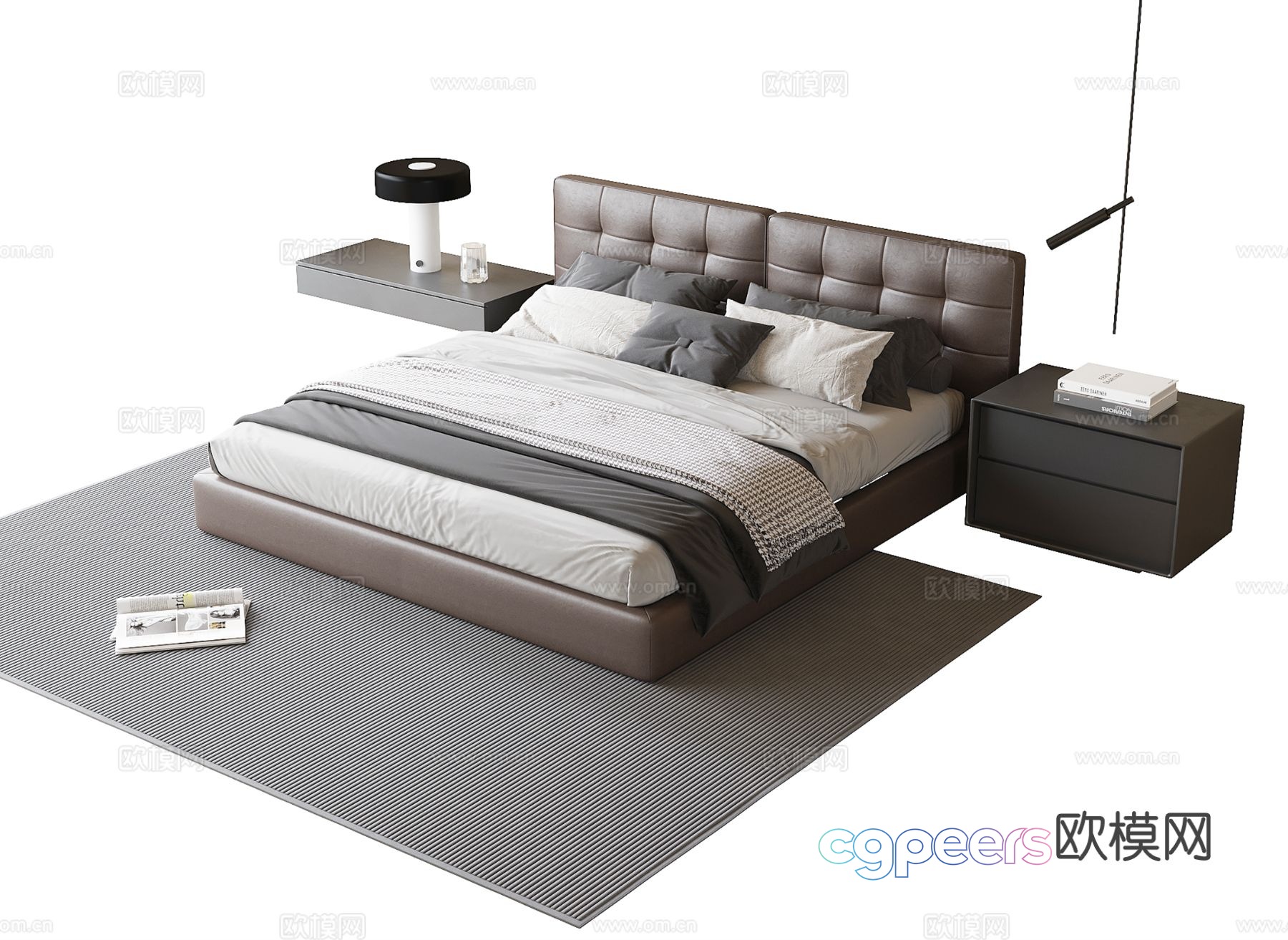 Modern double bed 3d model Modern double bed 3d model