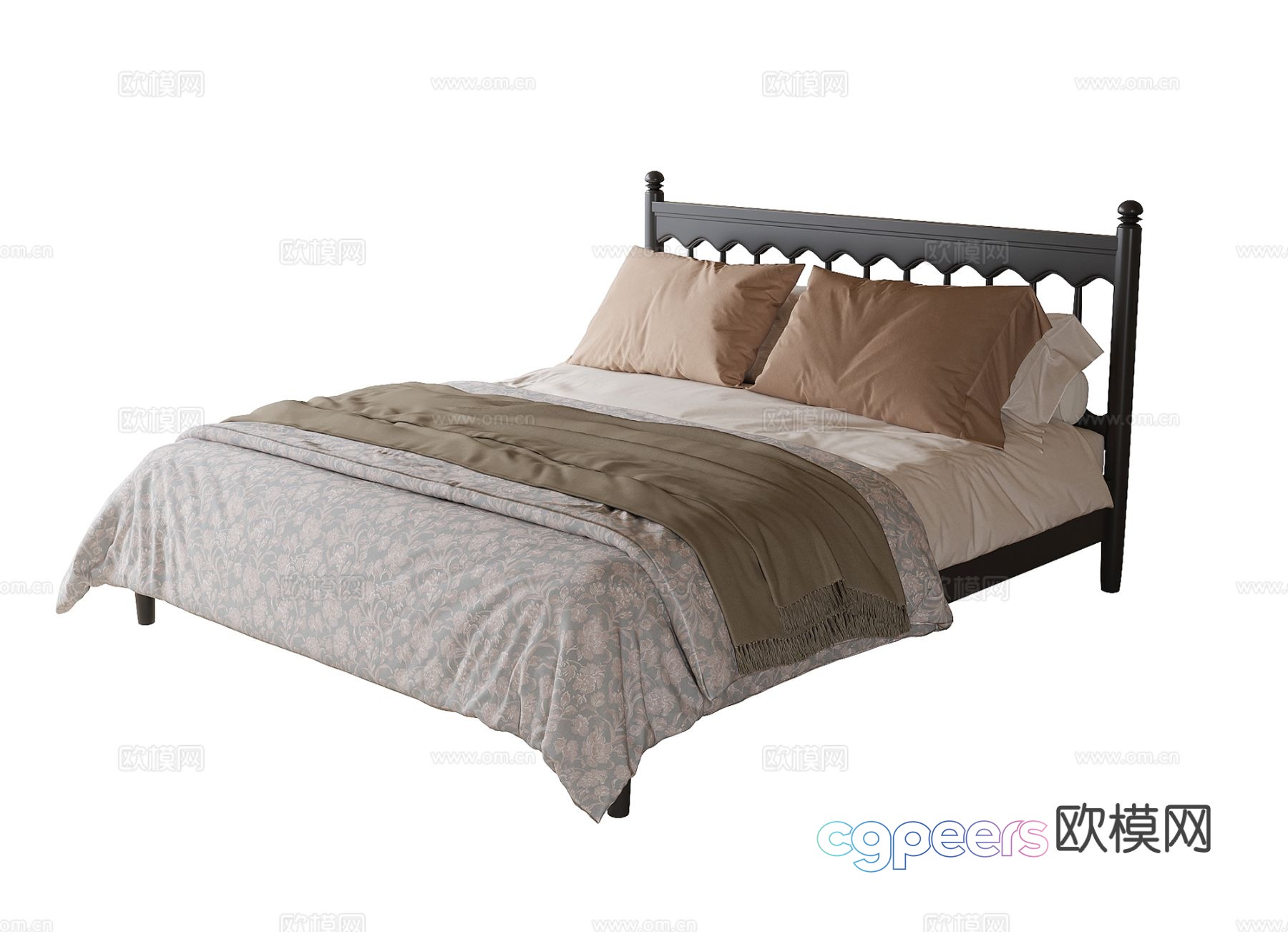 French double bed 3d model French double bed 3d model