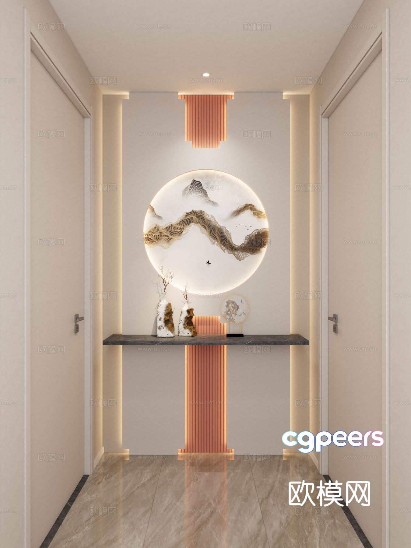 New Chinese style corridor entrance hall 3d model New Chinese style corridor entrance hall 3d model