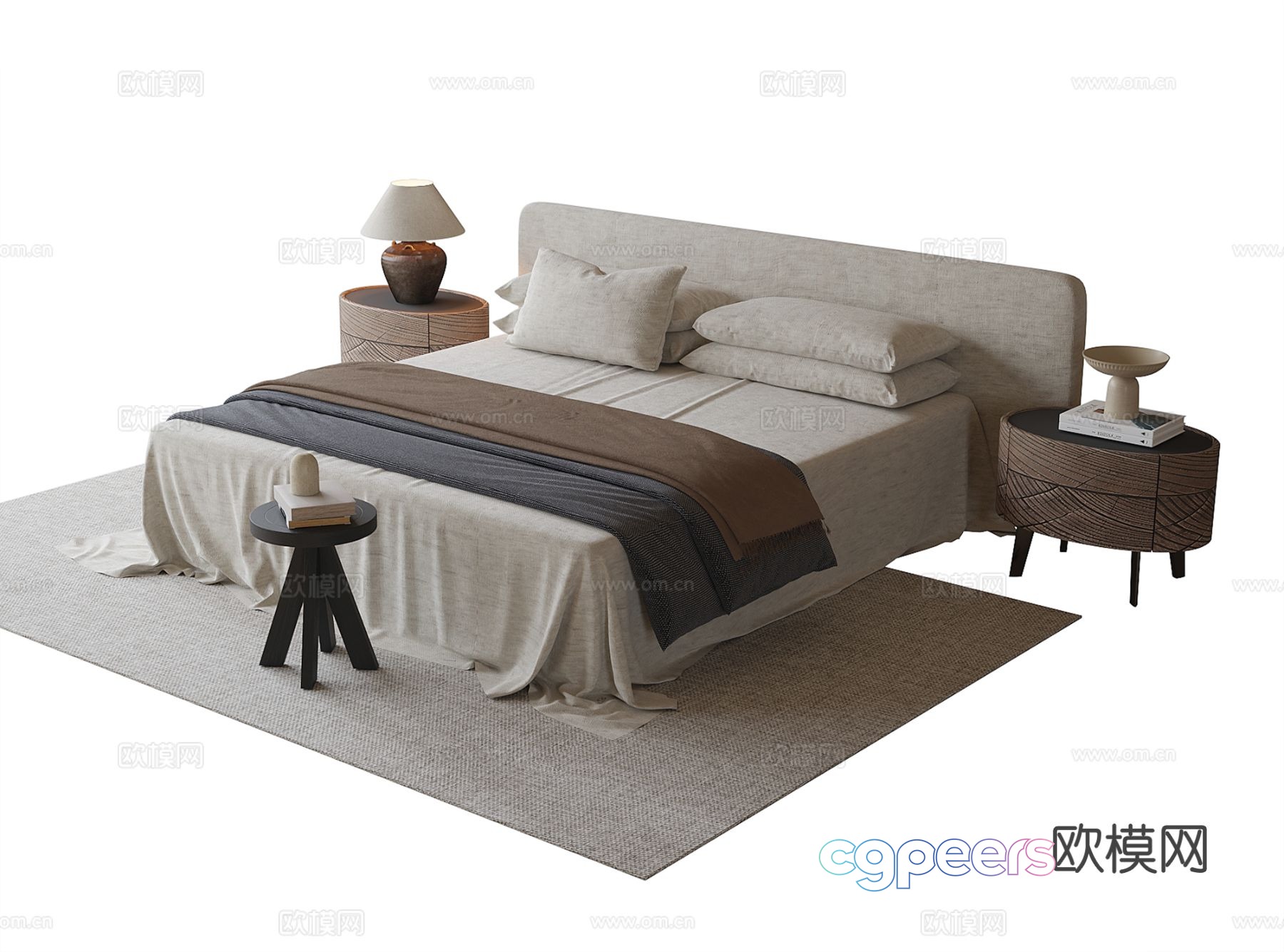 Wabi-sabi double bed 3d model Wabi-sabi double bed 3d model