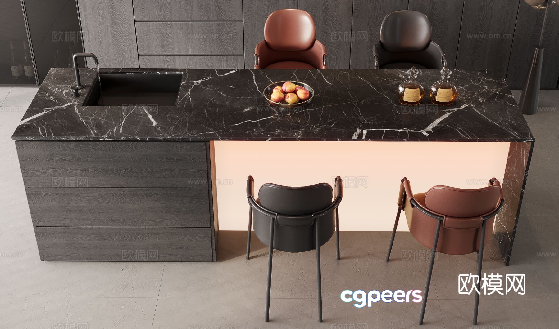 Light luxury bar bar chair 3D model Light luxury bar bar chair 3D model