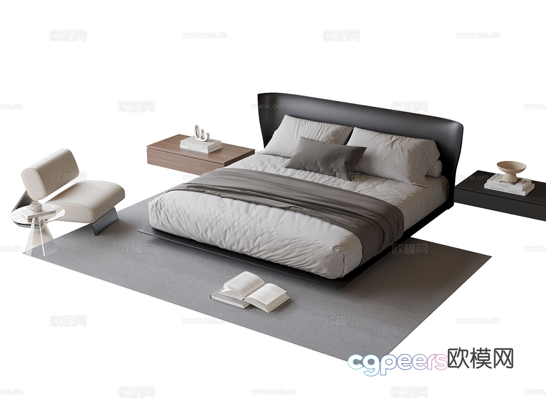 Modern double bed 3d model Modern double bed 3d model