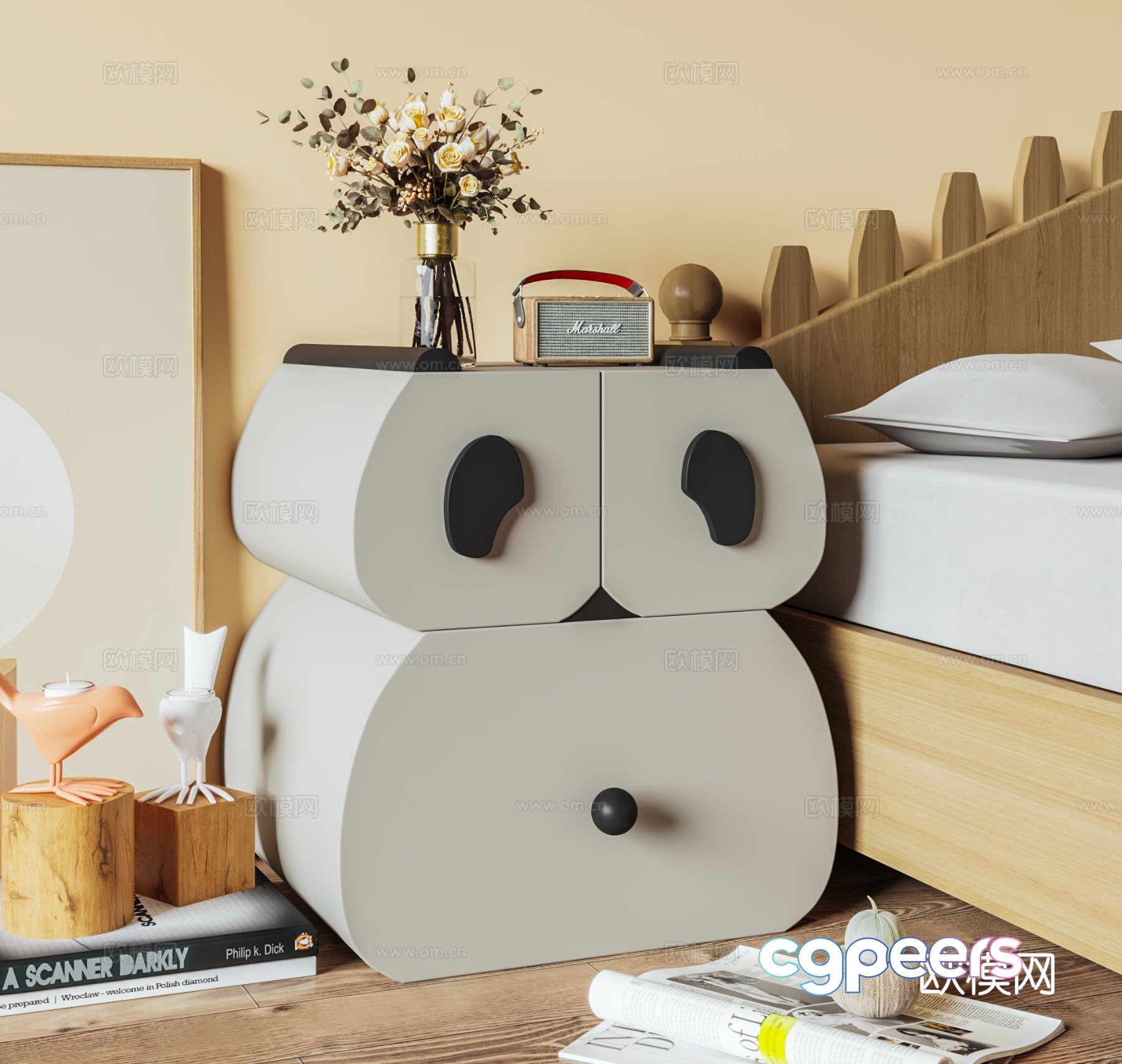 Modern bedside table 3d model Modern bedside table 3d model