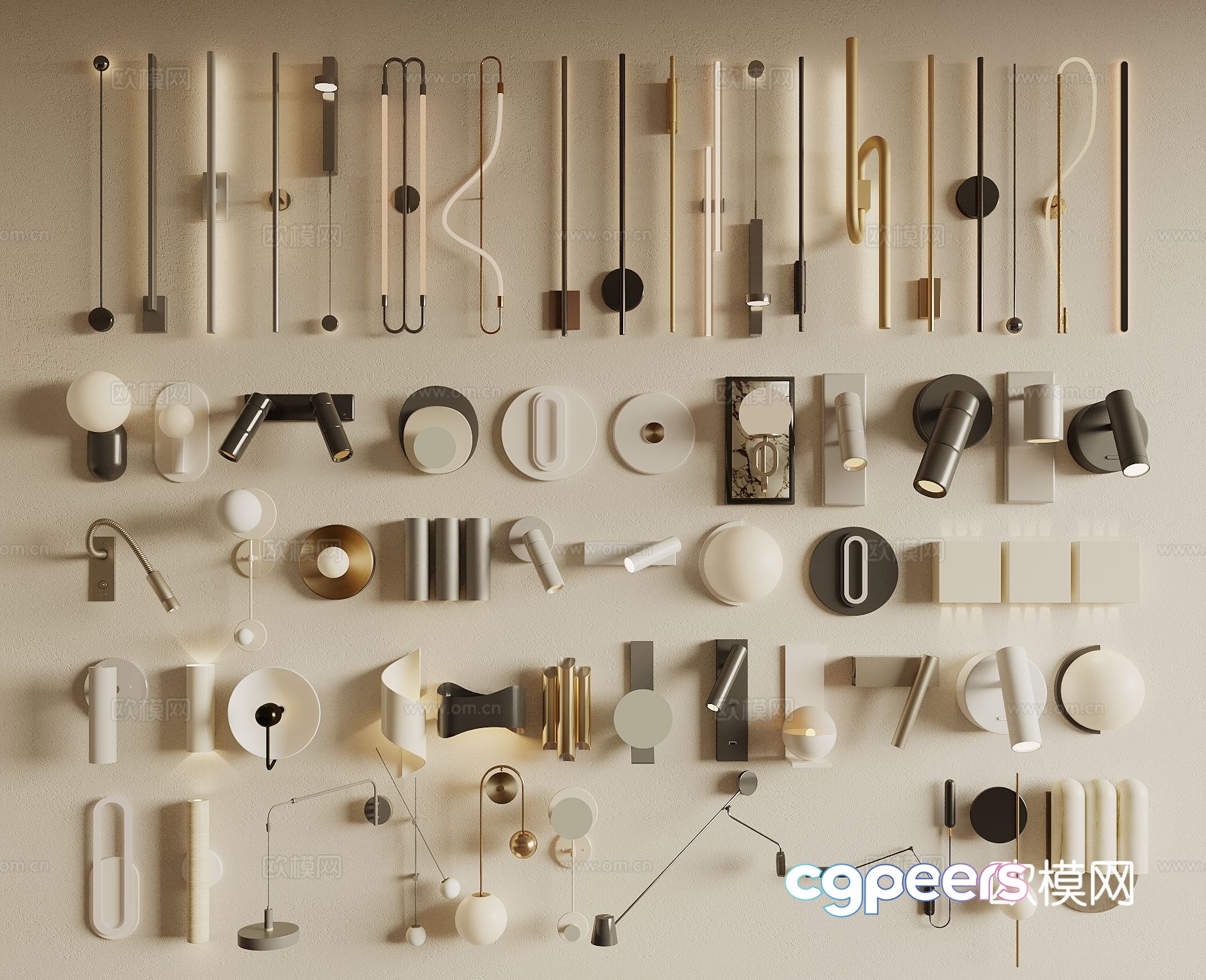 Modern wall lamp bedside wall lamp strip wall lamp metal wall lamp 3d model Modern wall lamp bedside wall lamp strip wall lamp metal wall lamp 3d model