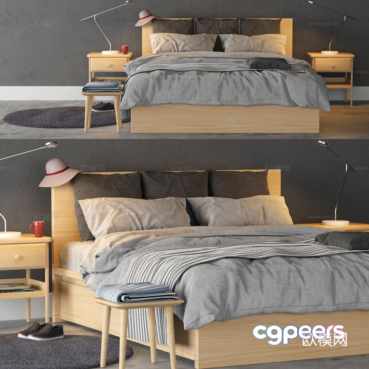 Ikea log style double bed 3d model Ikea log style double bed 3d model