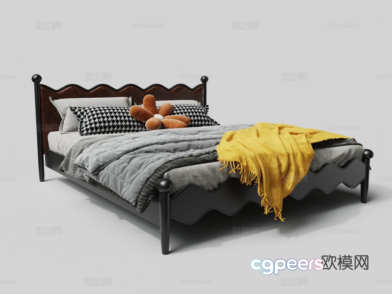 Nordic double bed 3d model Nordic double bed 3d model