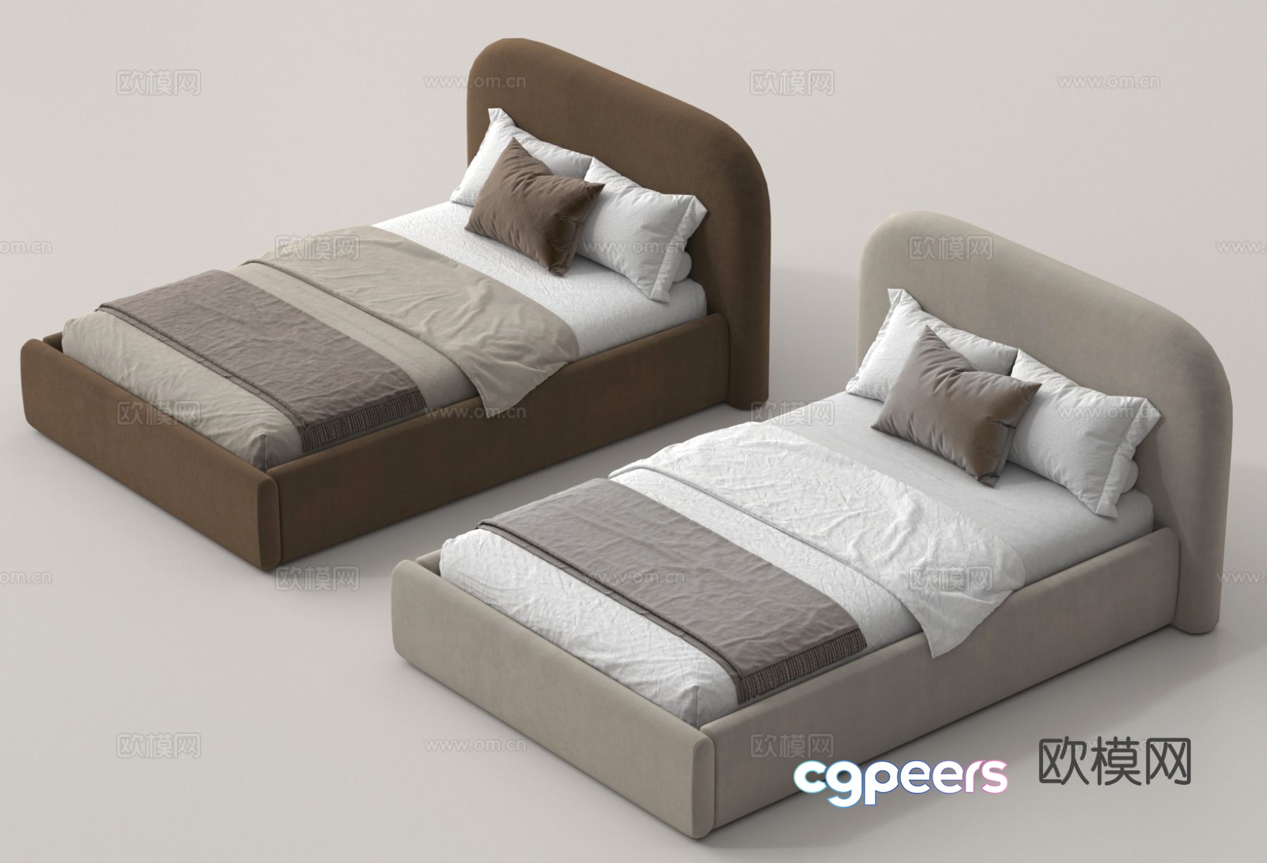 Modern single bed guest bedroom 3d model Modern single bed guest bedroom 3d model