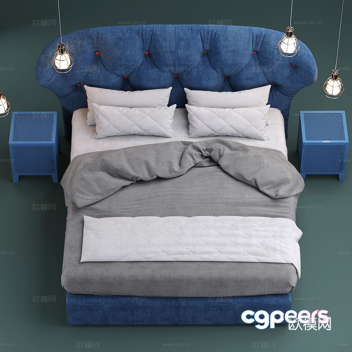 European double bed 3d model European double bed 3d model