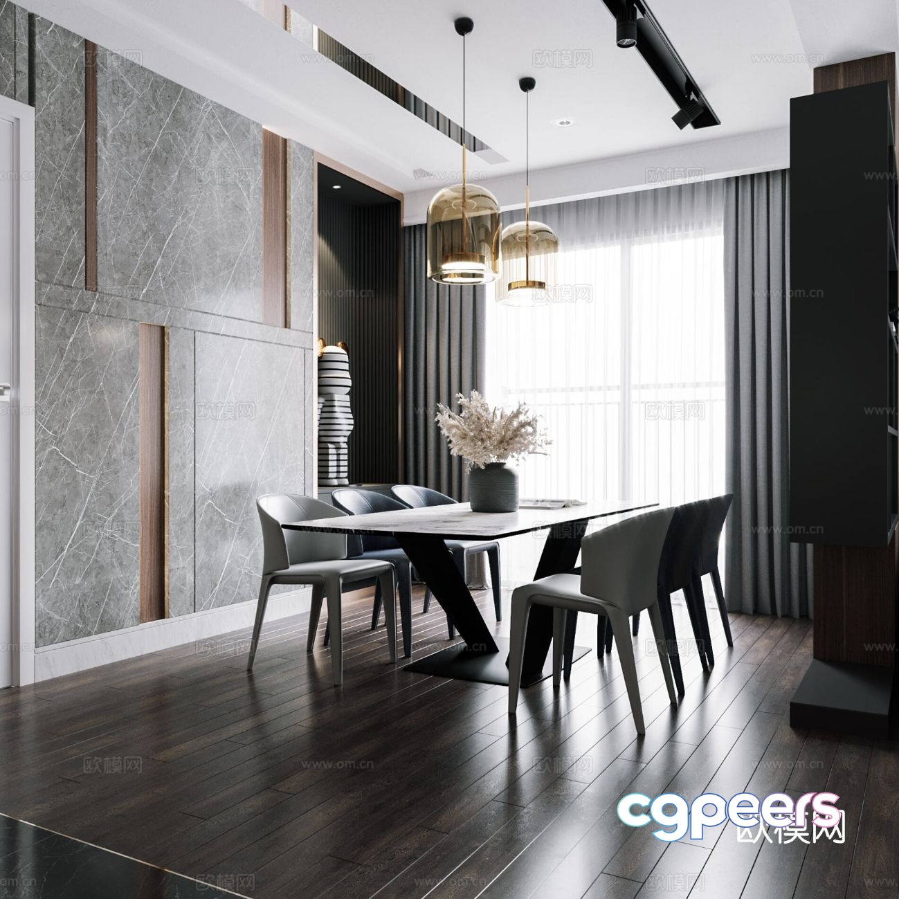 Premium gray restaurant 3d model Premium gray restaurant 3d model