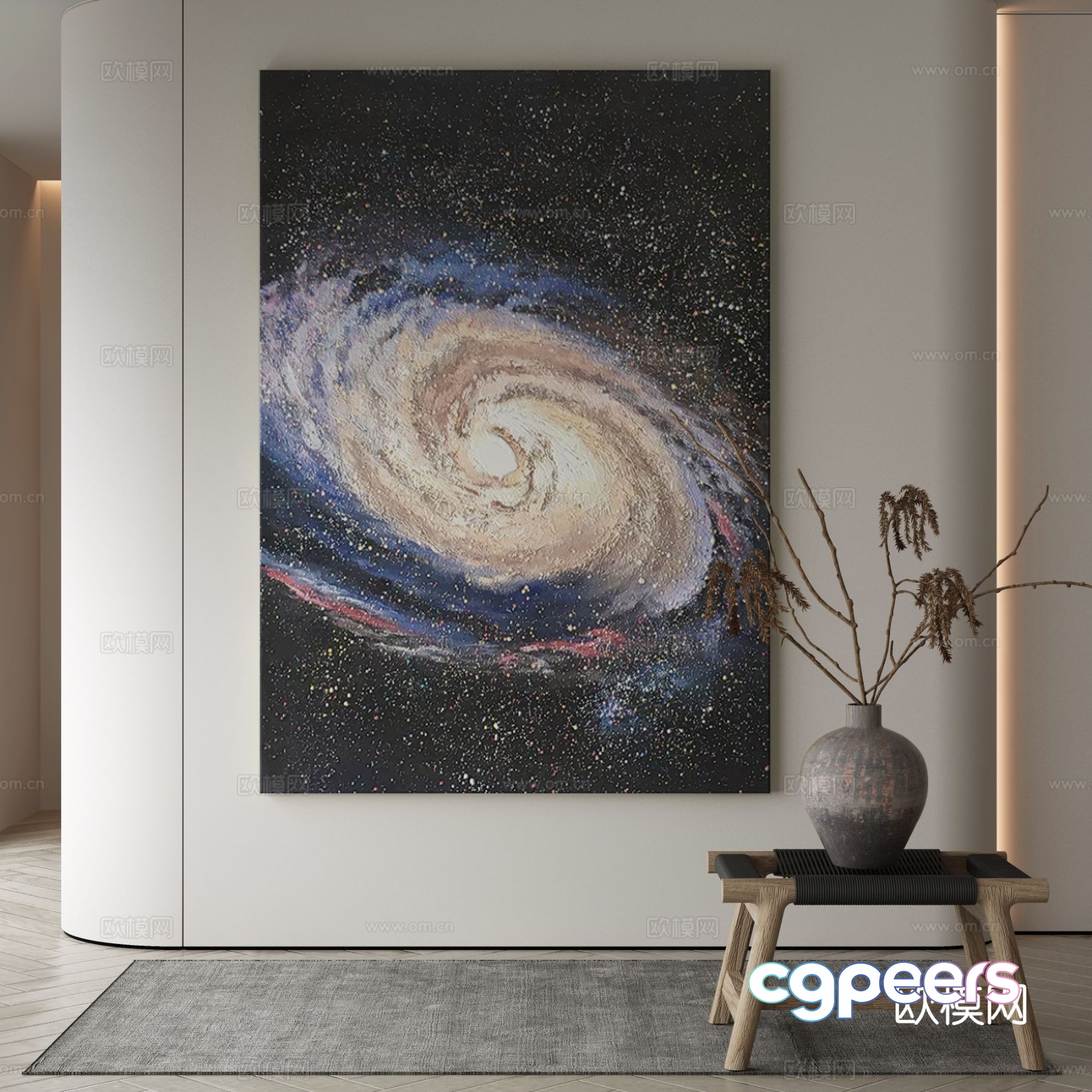 Modern Galaxy Hanging Painting Decorative Painting 3D Model Modern Galaxy Hanging Painting Decorative Painting 3D Model