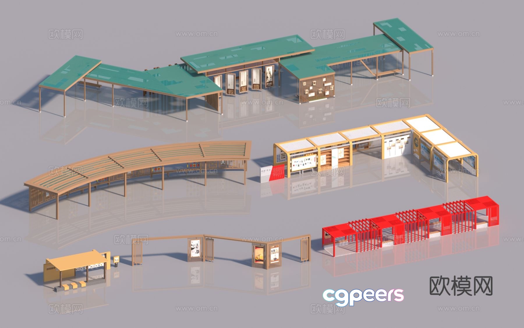 Modern curved gallery corridor corridor pavilion 3D model Modern curved gallery corridor corridor pavilion 3D model